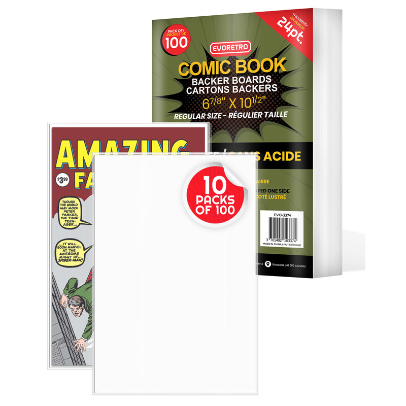 Evoretro Comic Book Backer Boards - Acid-Free Cardboard Backing for Comic Book Storage & Protection (100-Pack) - Perfect for Collectors, Grading & Long-Term Preservation