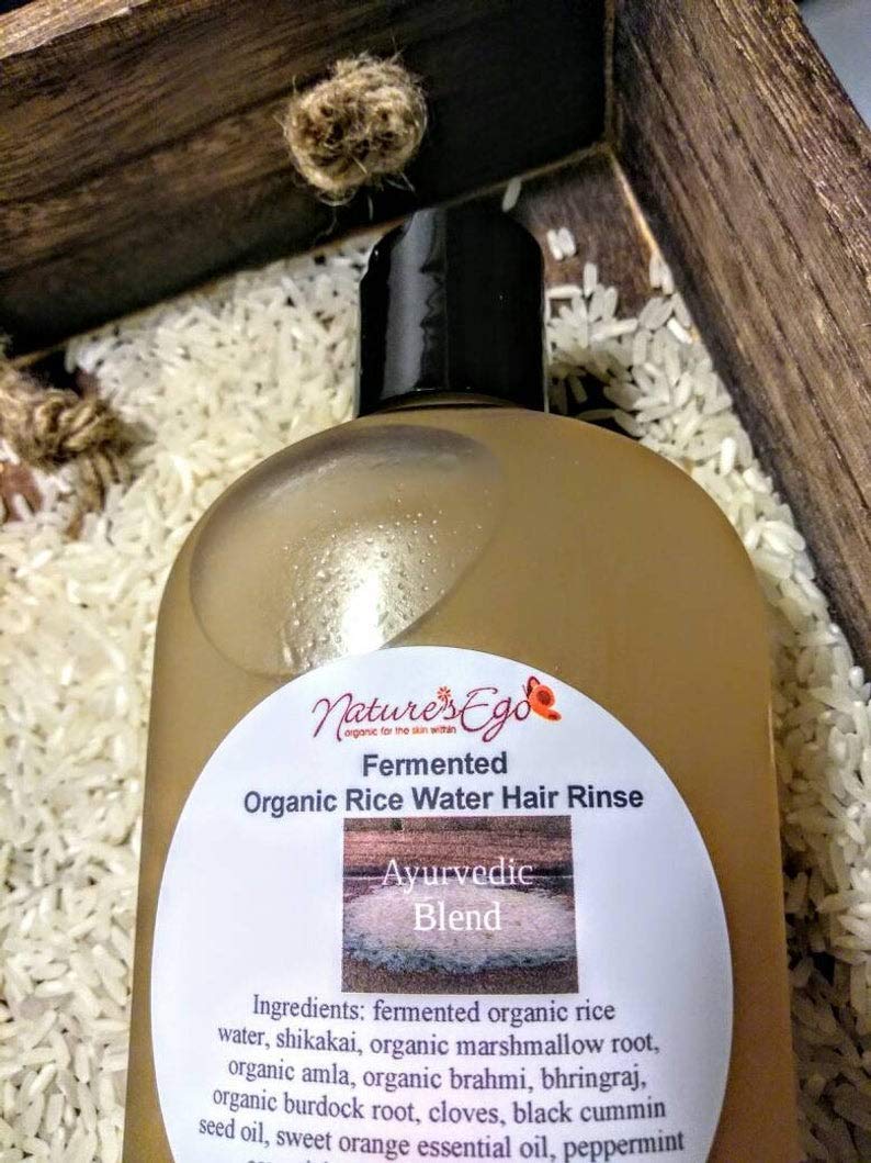 Organic Fermented Rice Water Hair Rinse by Nature's Ego - 8 oz | Natural Hair Growth Treatment for Stronger, Shinier Locks | Perfect for Damaged, Dry, or Curly Hair Care Routine