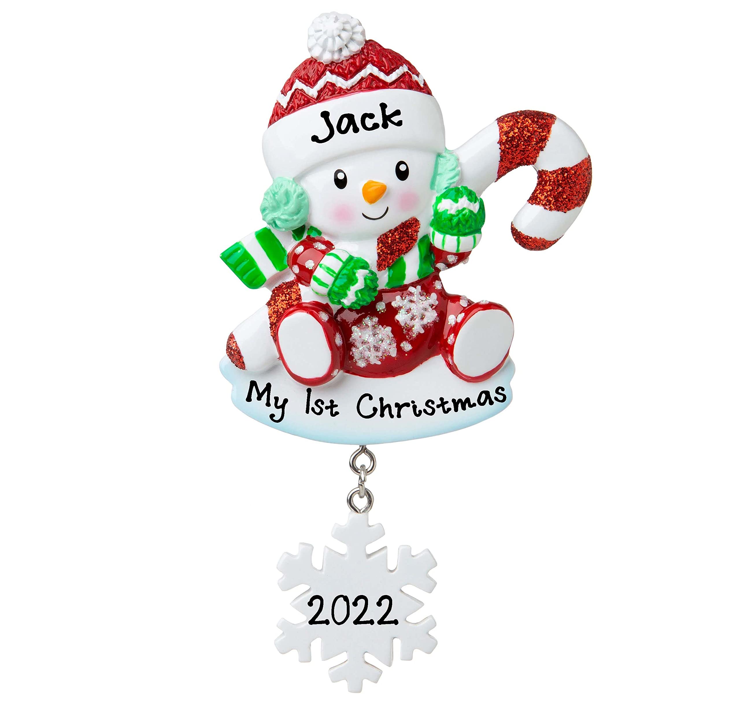 2024 Personalized Baby's First Christmas Tree Ornament - Custom Hanging Decor with Red Snow Baby Design for Newborn Gift | Perfect for Baby's First Christmas, Nursery Decor & Holiday Tree Decoration