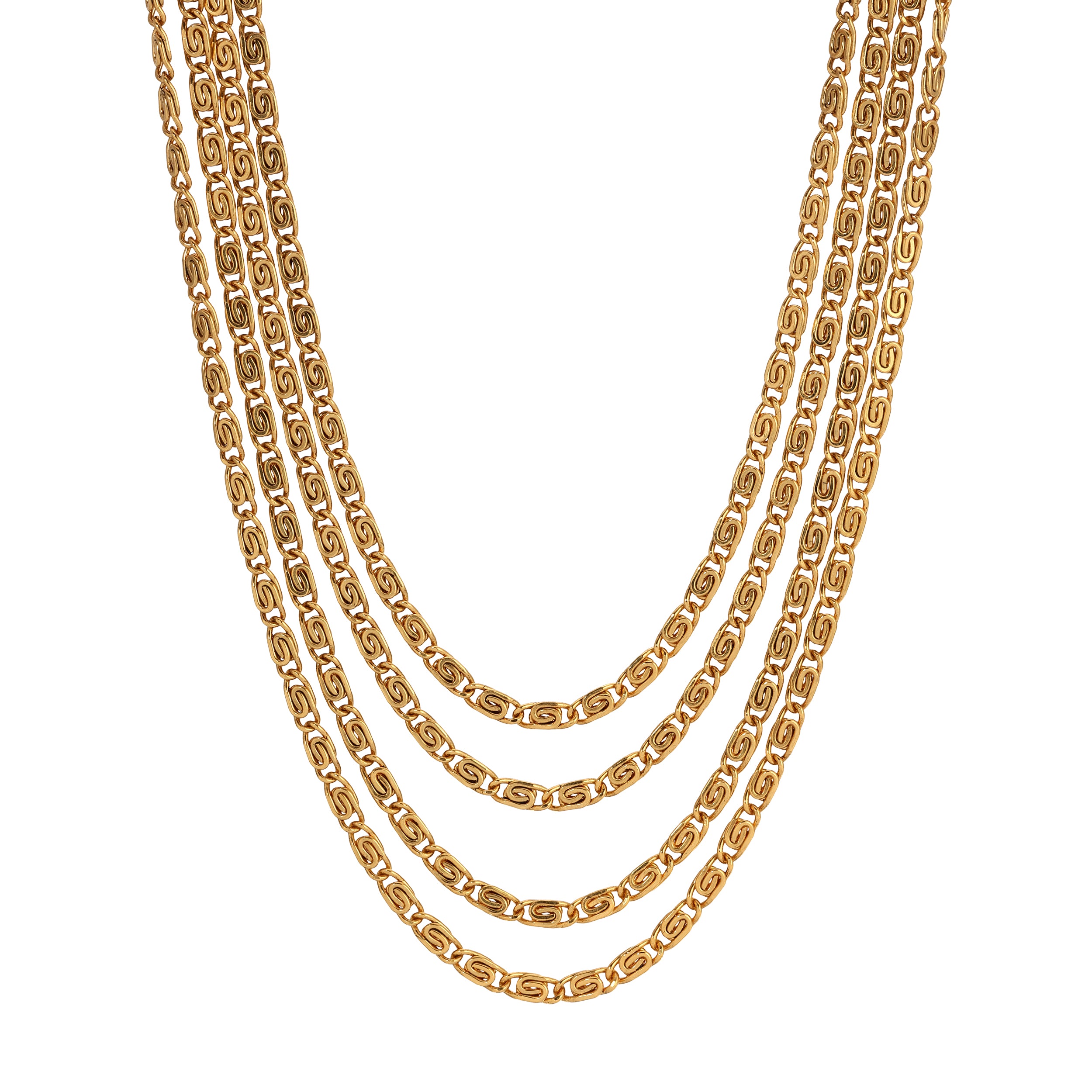 1928 Vintage Multi Strand Gold Scroll Necklace - 16