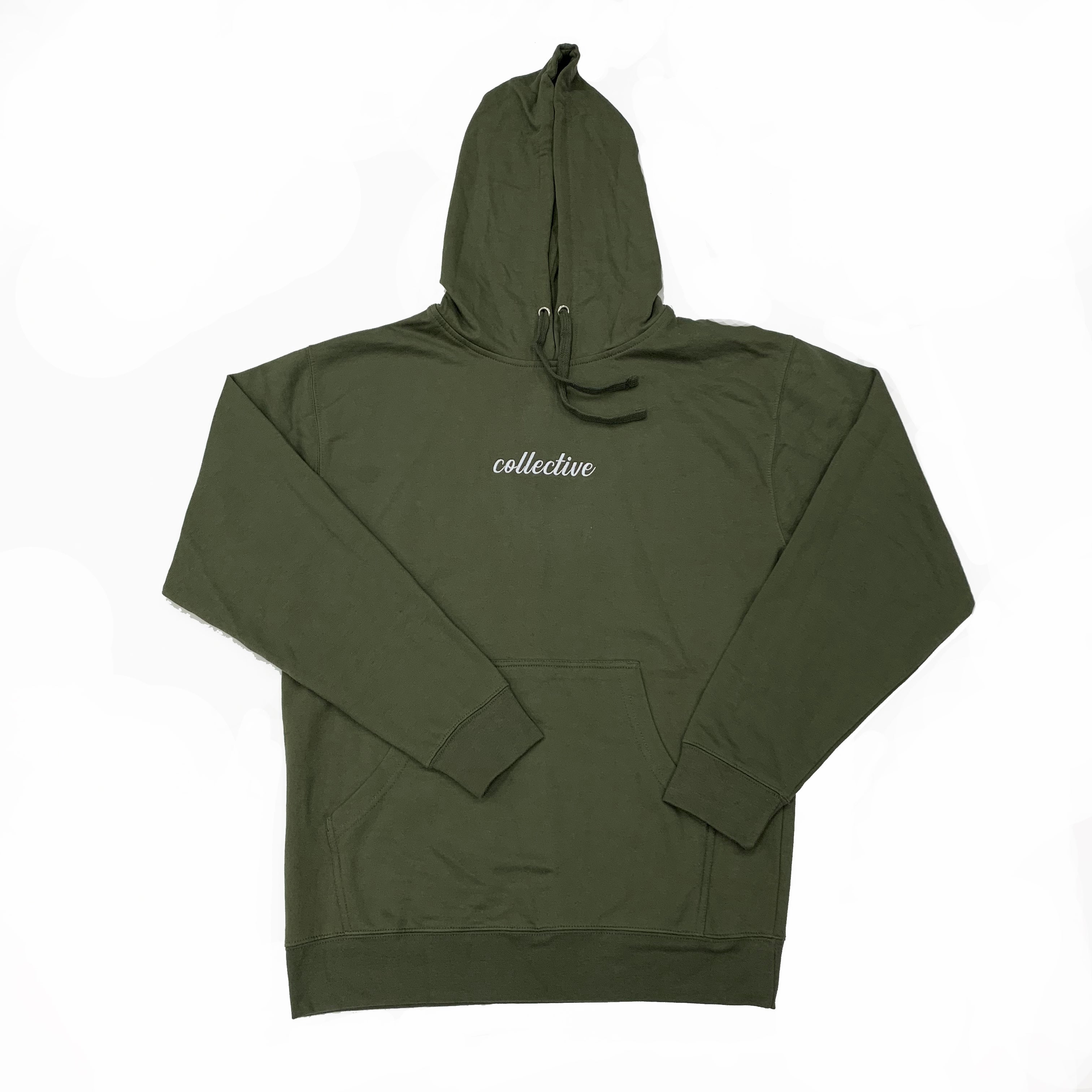 Collective Expectations Embroidered Olive Green Pullover Hoodie Sweater - Cozy Casual Wear for Men & Women | Perfect for Fall, Winter & Outdoor Activities