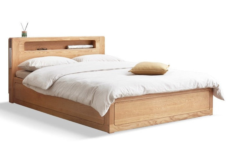 Premium Oak Solid Wood Luminous Box Bed - Durable Nightstand with Glow-in-the-Dark Features for Bedroom, Guest Room, and Kids Room Decor