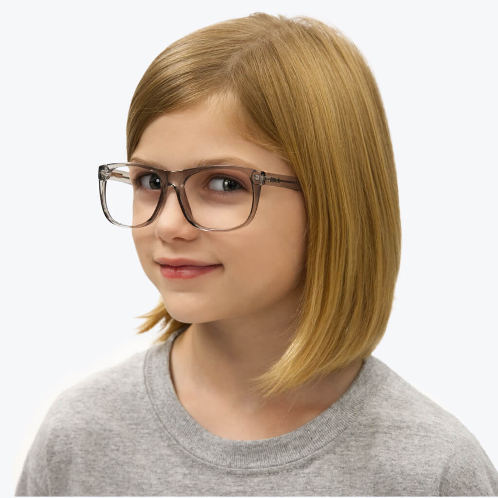 Blue Light Blocking Kids Computer Glasses - Anti Eye Strain Screen Time Glasses for Children (Pearl Grey) - Perfect for Online Classes, Gaming & Digital Device Use