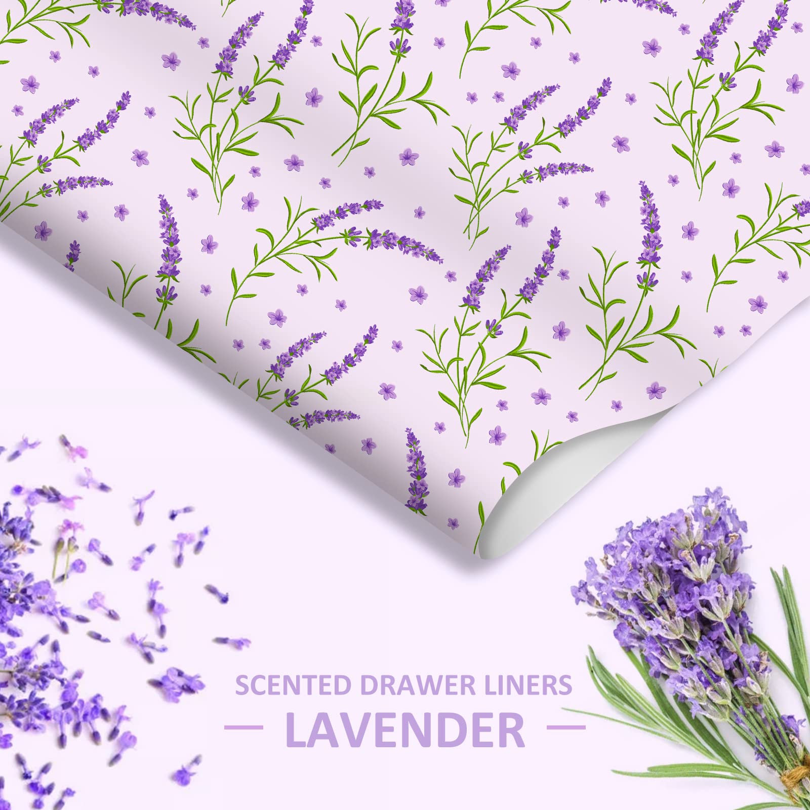 Lavender Scented Drawer Liners - 6 Pack Fragrant Shelf & Cabinet Paper Liners for Home Organization | Wardrobe, Dresser, Closet & Storage Use