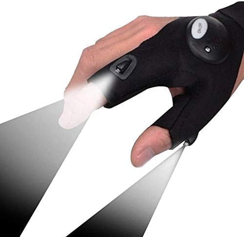 4pcs LED Flashlight Gloves - Fingerless Work Gloves with Built-in Light for Outdoor Activities, Fishing, Camping, Hiking, Repairing - Perfect Gift for Men & Women - Ideal for Night Work, DIY Projects, and Emergency Situations (2 Pairs)