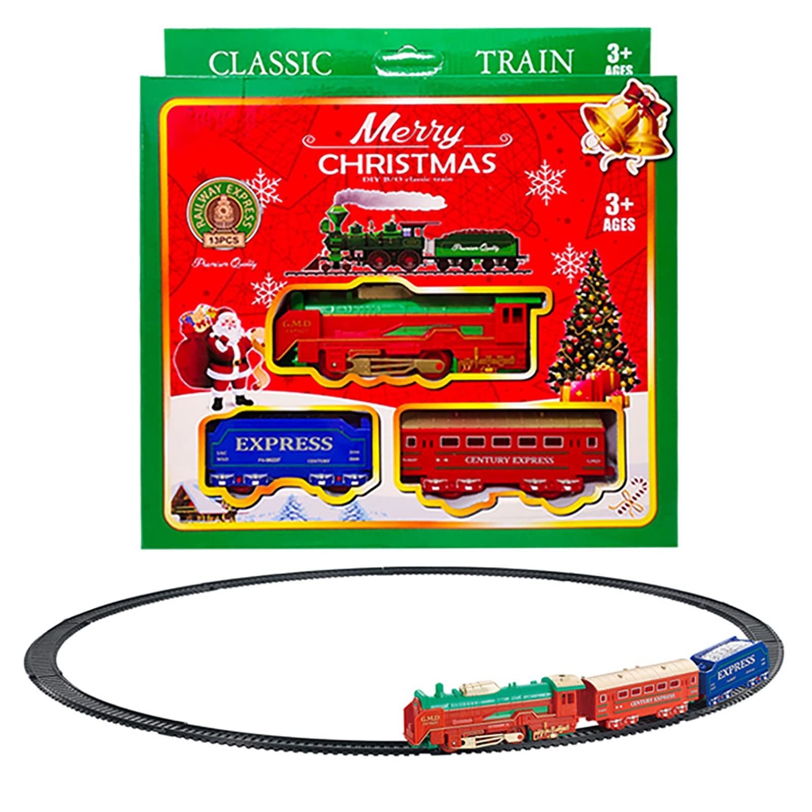 Battery-Powered Electric Train Set with 216cm Realistic Track - STEM Educational Toy for Toddlers 2-4 Years | Christmas Gift, Math Learning Game, Indoor Play (Red) - Perfect for Holiday Decorations & Early Childhood Development Activities