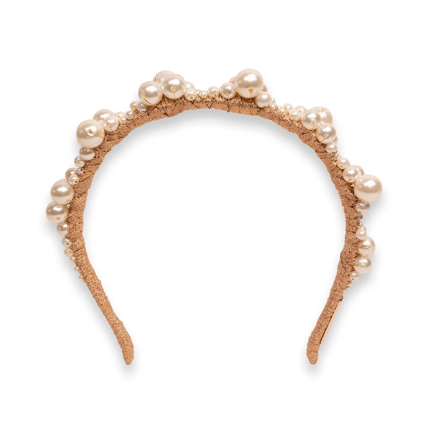 A'el Este Charlotte Bridal Pearl Headband Rose Gold - Elegant Wedding Hair Accessory for Brides, Bridesmaids & Special Occasions
