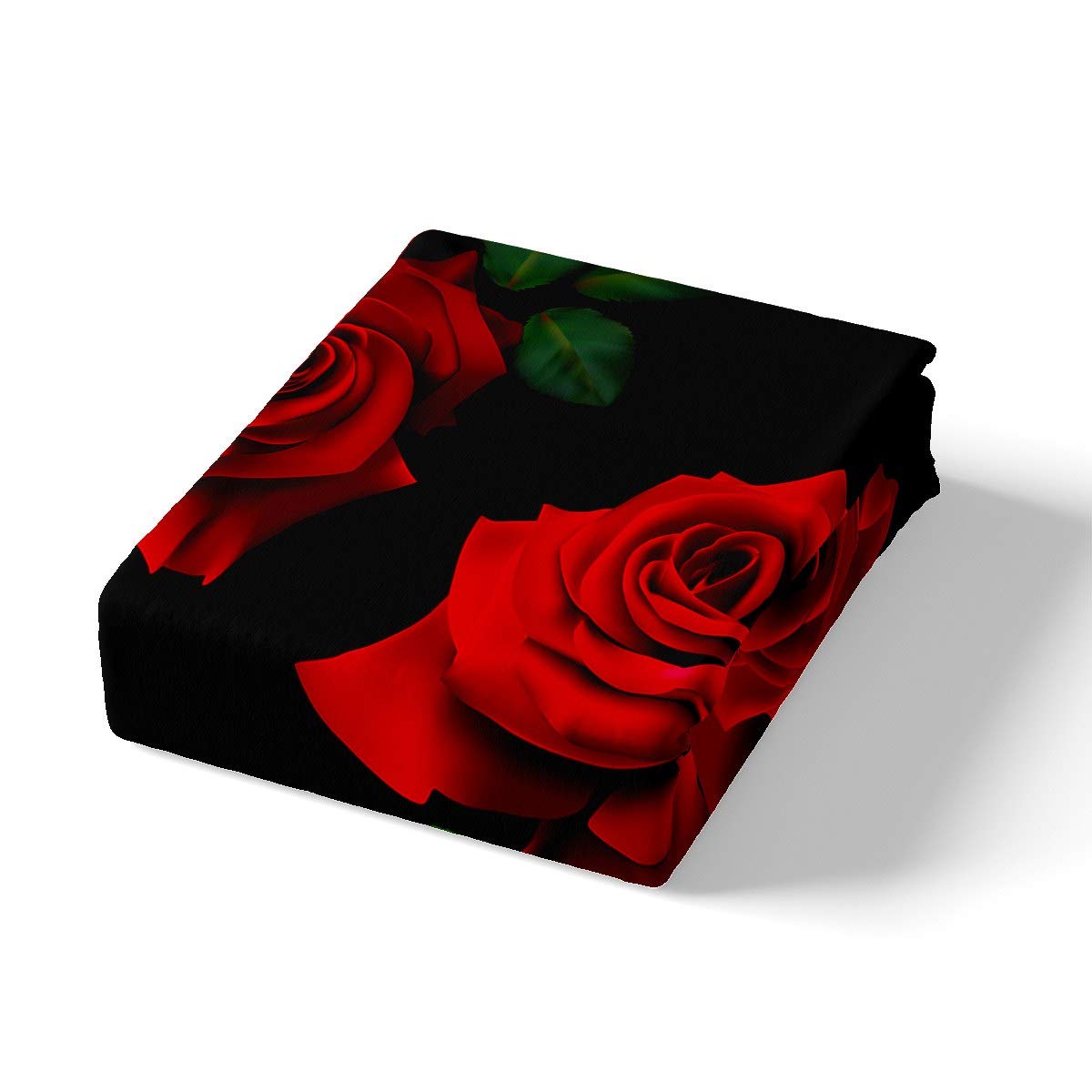 Feelyou Rose Fitted Sheet Set - Queen Size Red Floral Print Bedding with 2 Pillowcases, Soft & Breathable Cotton Blend for Women's Romantic Bedroom Decor | Perfect for Master Bedrooms, Guest Rooms & Cozy Home Styling