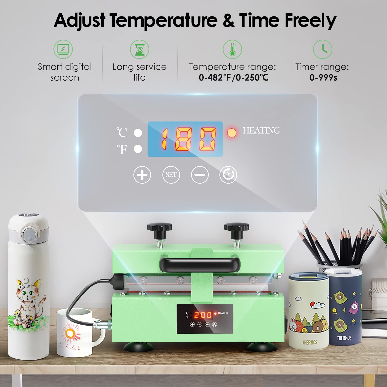 110V Auto Timer Tumbler Heat Press Machine for 11-30oz Sublimation - Perfect for Straight Tumblers, Ceramic Mugs & Glass Cans - Digital Temp & Timer Control - Ideal for DIY Custom Drinkware, Personalized Gifts & Small Business Printing