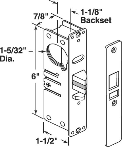 Prime-Line J 4574 Commercial Grade Door Deadlatch Lock - Heavy Duty Steel Body with Faceplate & Fasteners Included (Single Pack) - Ideal for Office Buildings, Schools & Retail Stores