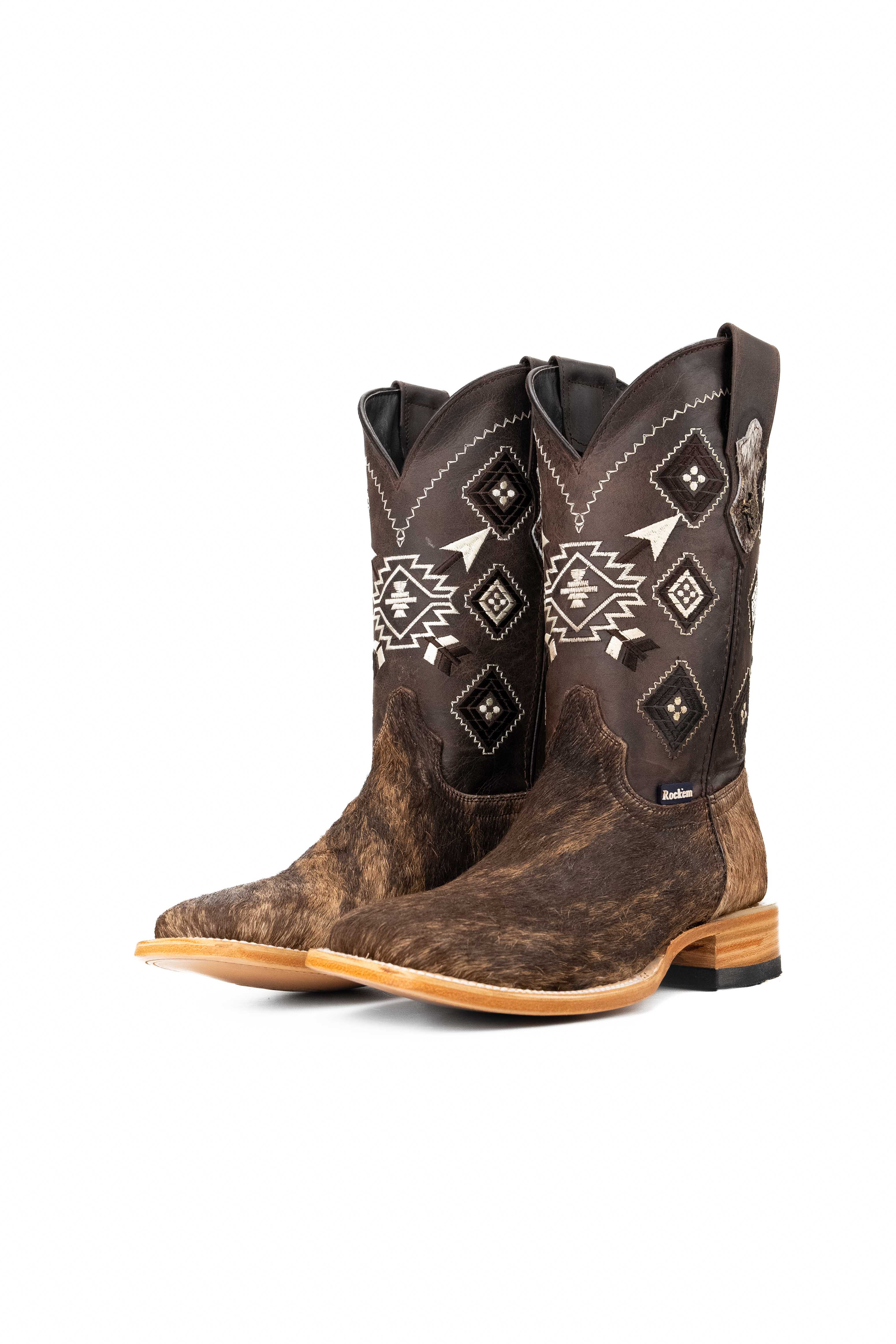 Authentic Men's Cowhide Square Toe Cowboy Boots - Size 8 (US) - Durable Western Boots for Rodeo, Country Dancing & Outdoor Adventures