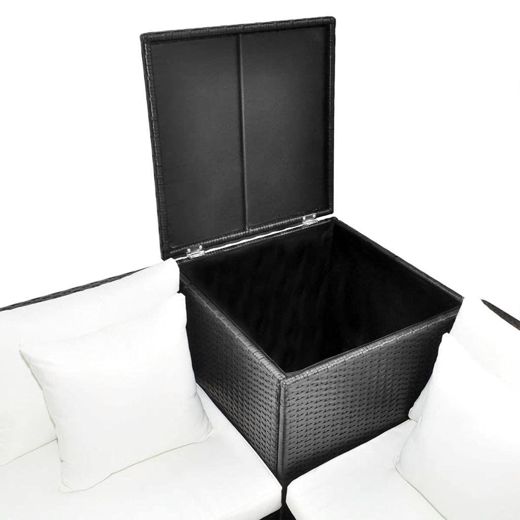 4-Piece Black Poly Rattan Garden Lounge Set with Cushions - Outdoor Patio Furniture for Deck, Porch, Lawn & Backyard - Perfect for Relaxing, Entertaining & Sunbathing