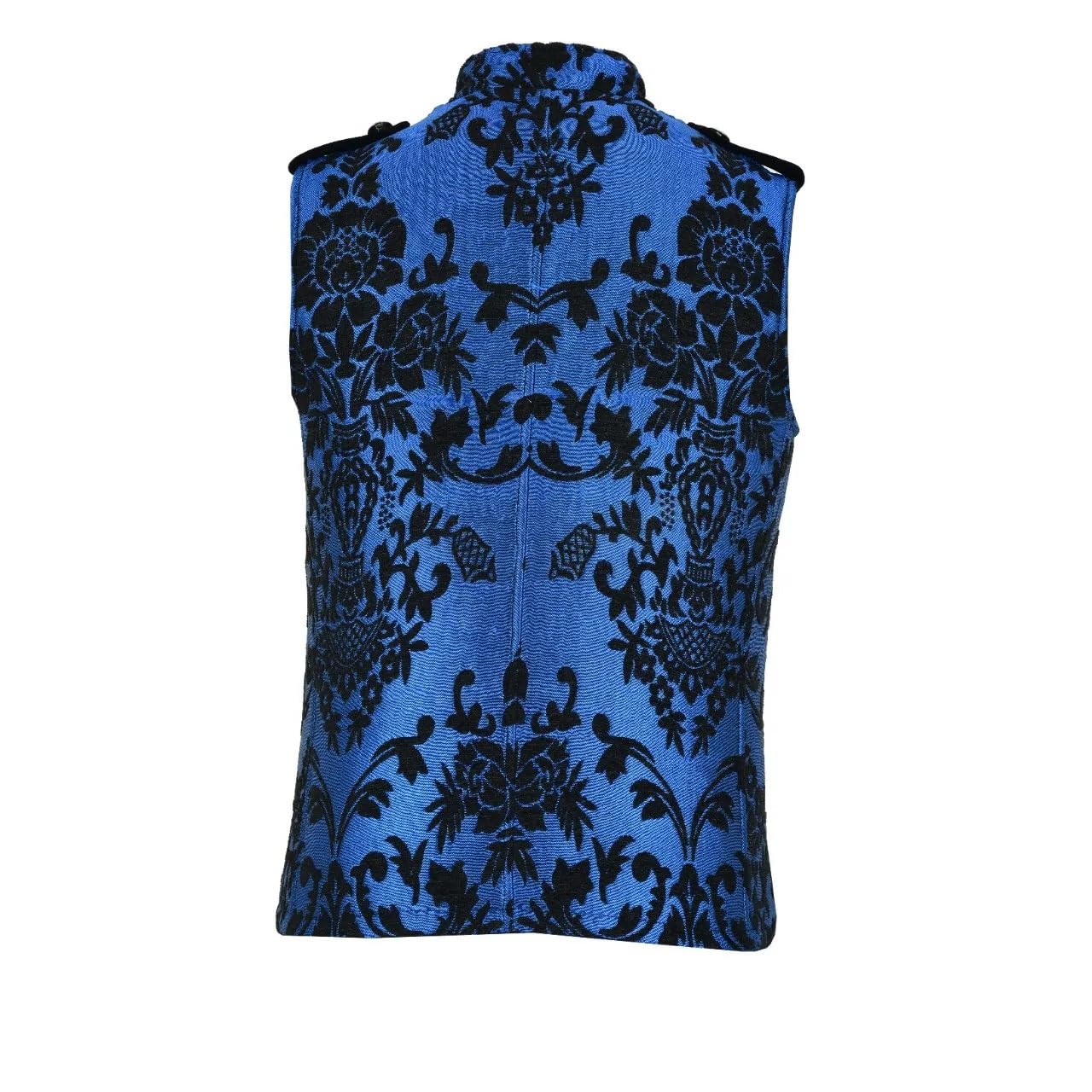 Men's Blue Brocade Vest Waistcoat - Gothic Steampunk Victorian Western Costume for Cosplay, Reenactment & Formal Events