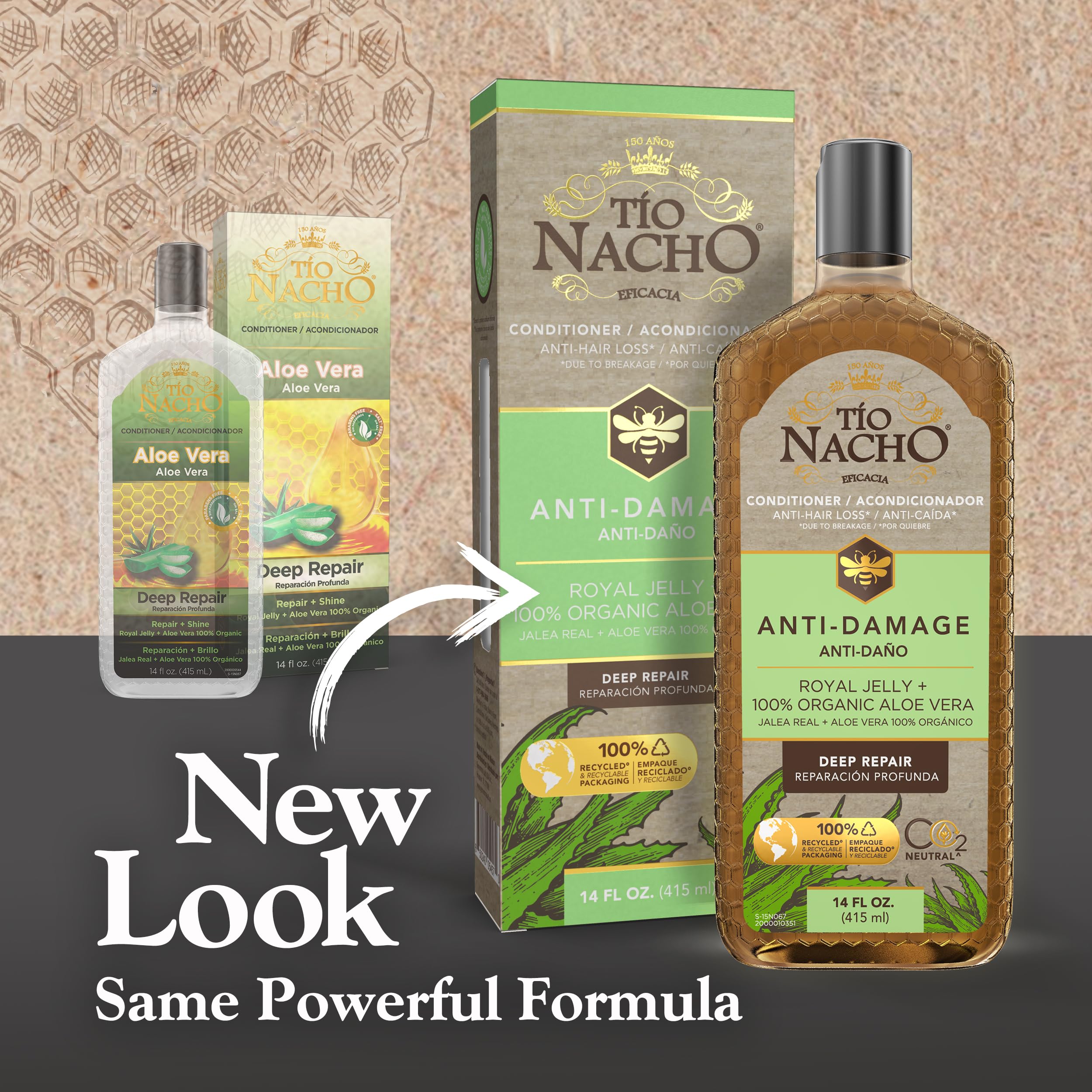Tio Nacho Aloe Vera Deep Repair Shampoo & Conditioner Set - Organic Aloe Vera, Royal Jelly & Vegetable Keratin for Damaged Hair - 14 Oz Each - Perfect for Dry, Frizzy & Color-Treated Hair at Home or Salon