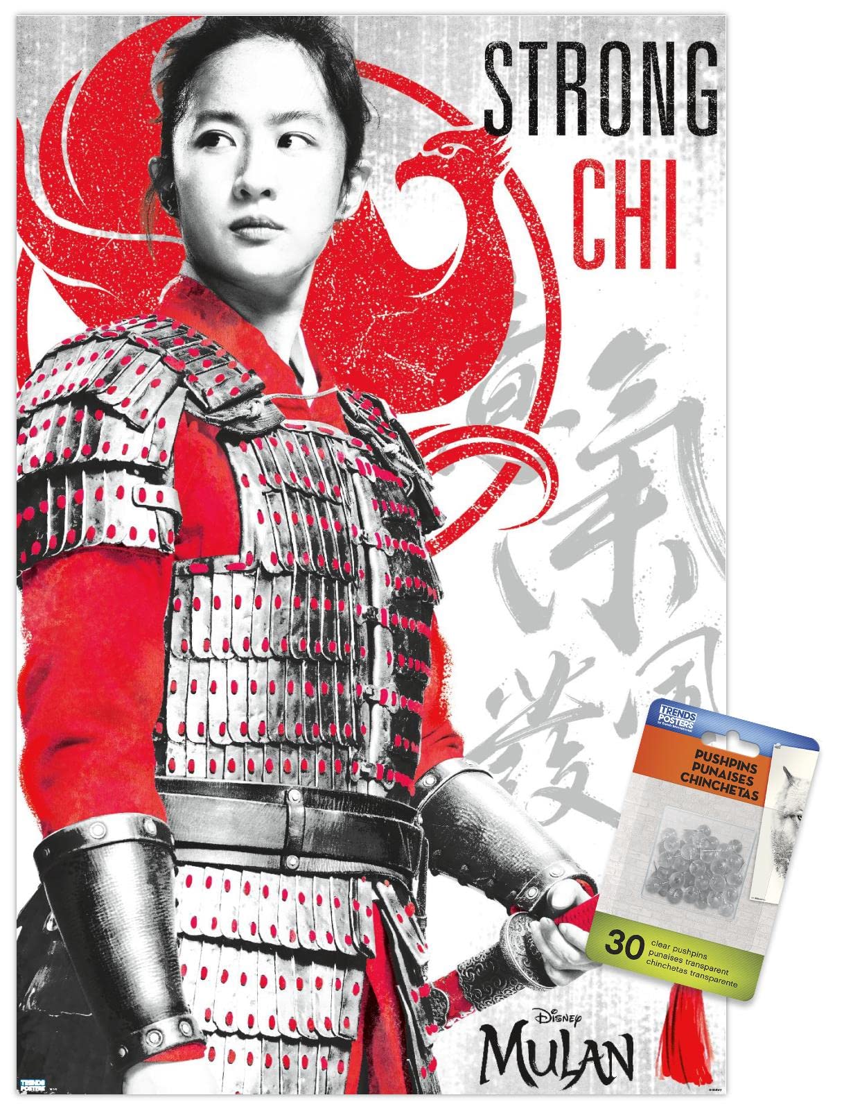 Disney Mulan Wall Poster - Strong & Durable with Push Pins - Perfect for Kids Room Decor, Home Office & Classroom Inspiration