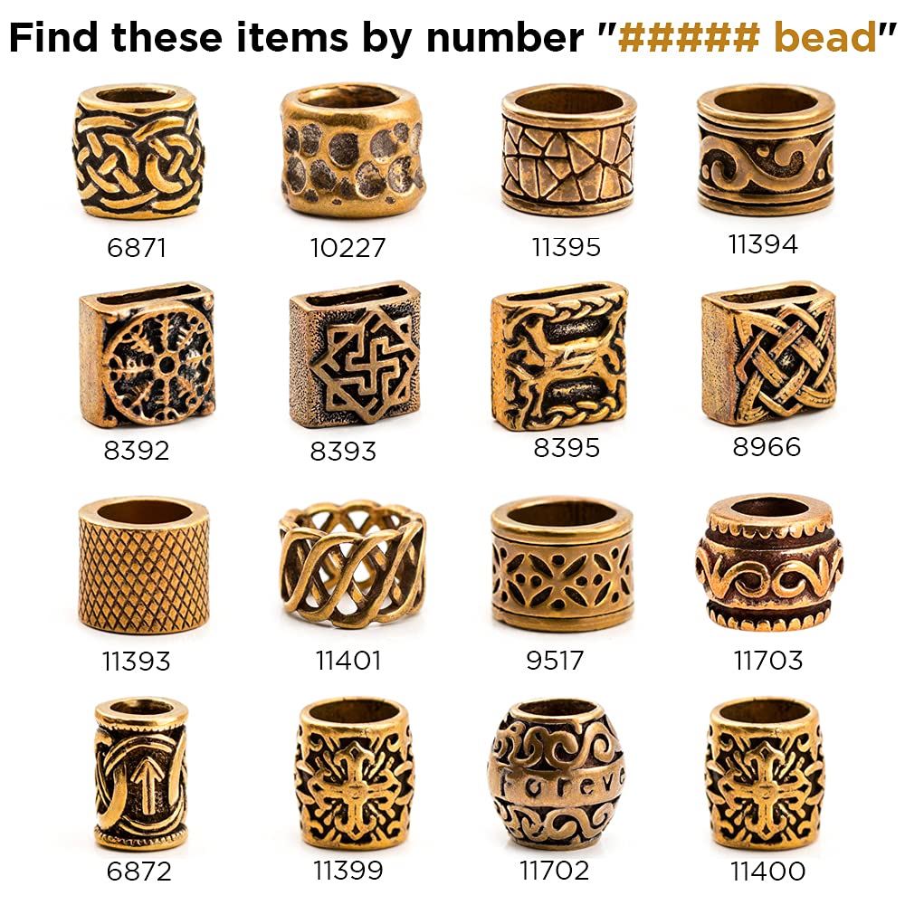 TECEUM Paracord Beads - Runa Mannaz Handmade Golden Charm for Jewelry Making, Crafting & Outdoor Survival - Antique Brass Metal Charms 11403 for Necklaces, Bracelets & Keychains
