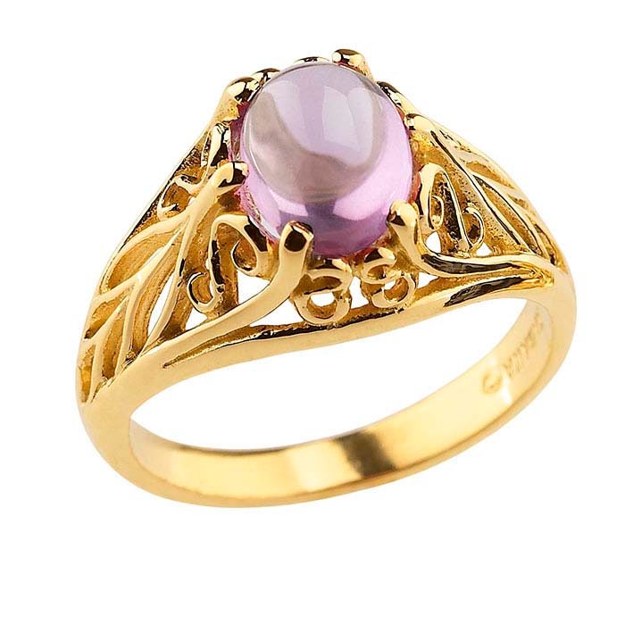 14K Yellow Gold 8x6mm Oval Ring Mounting - Faceted Prong Setting for Gemstones - Size 6 - Perfect for Engagement Rings, Wedding Bands & Jewelry Making