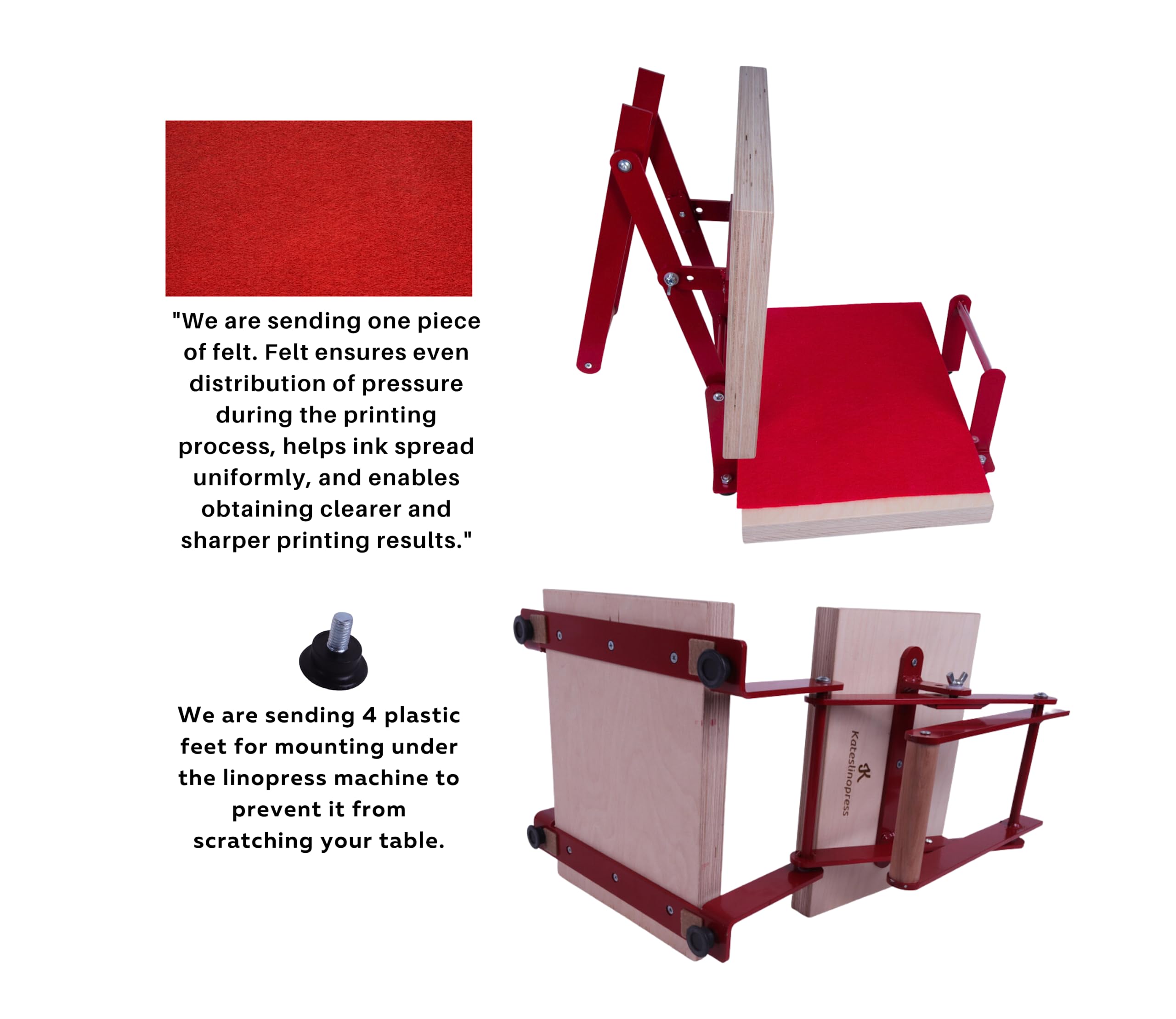 Hand Lino Press Machine for Linocut & Block Printing - A3 Red Etching Relief Press with Hand Lever - Perfect for Art Studios, DIY Crafts & Printmaking Projects