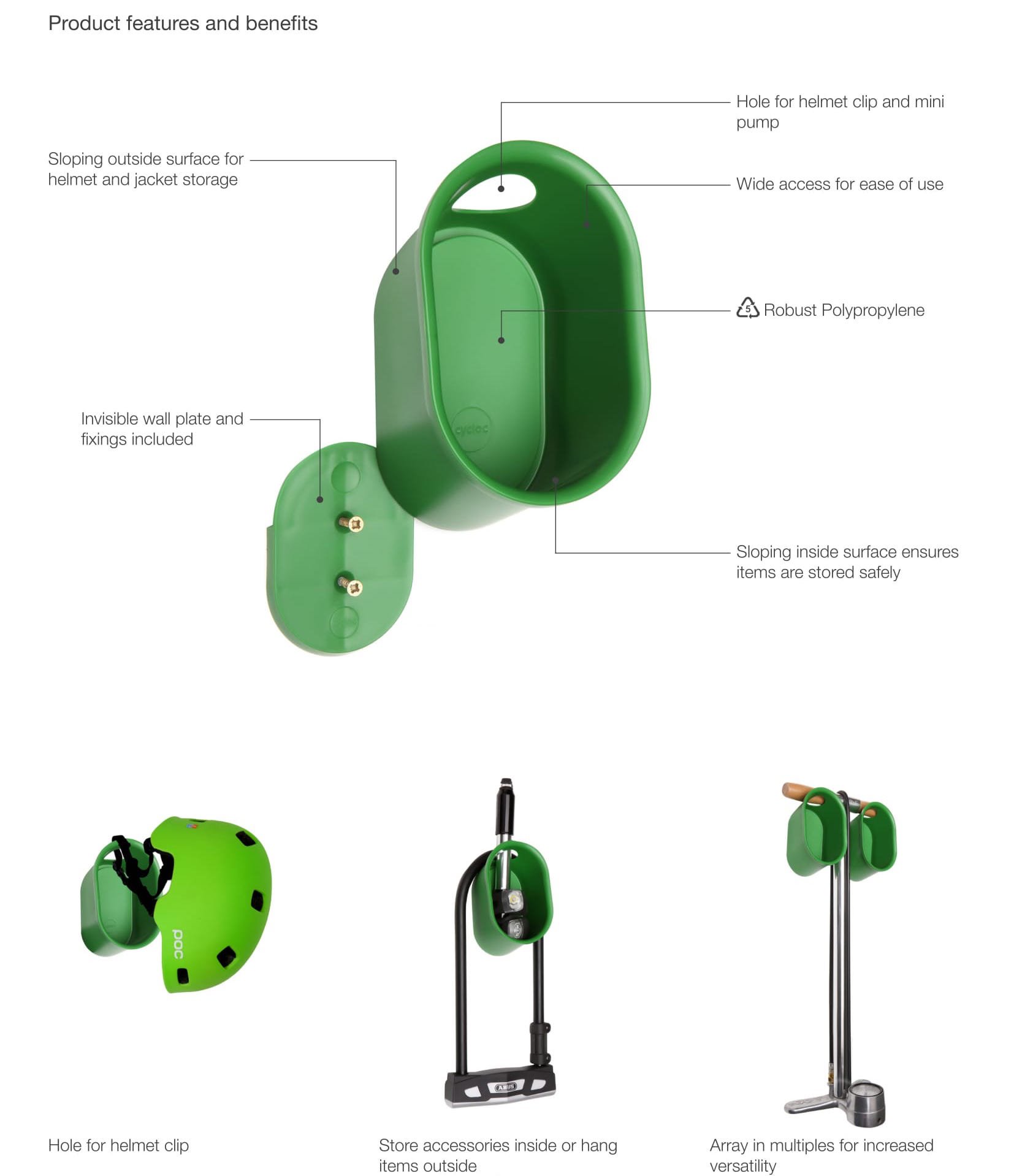 Cycloc Loop - Stylish Wall Mount Helmet & Accessory Organizer for Bikes, Skateboards & Motorcycles - Yellow - Perfect for Garage, Entryway & Small Space Storage