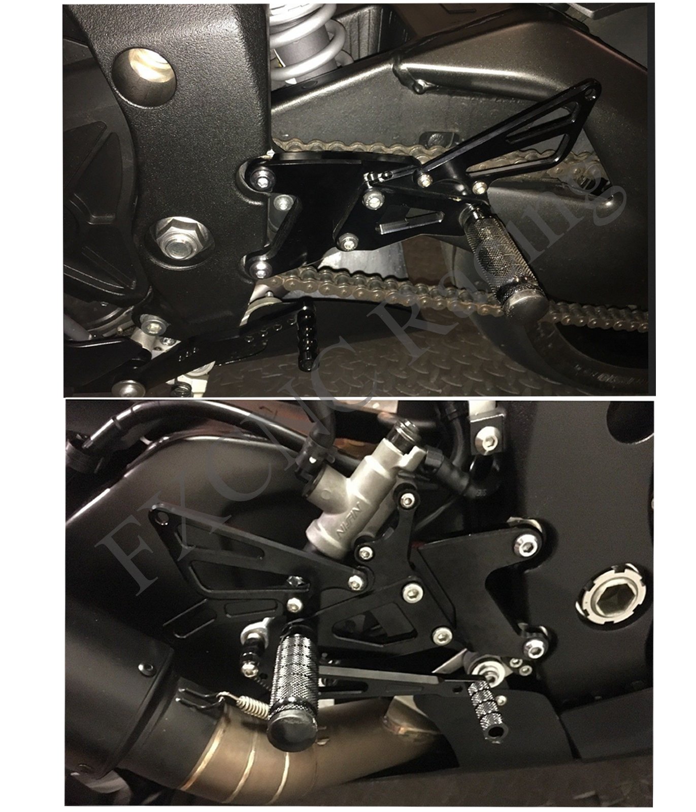 FXCNC CNC 15-22 R1 Billet Motorcycle Rearset Foot Pegs - Fully Adjustable Rear Set Footrests & Foot Boards - Compatible with Yamaha YZF R1/R1S/R1M (2015-2019) - Perfect for Track Racing & Custom Street Bike Builds
