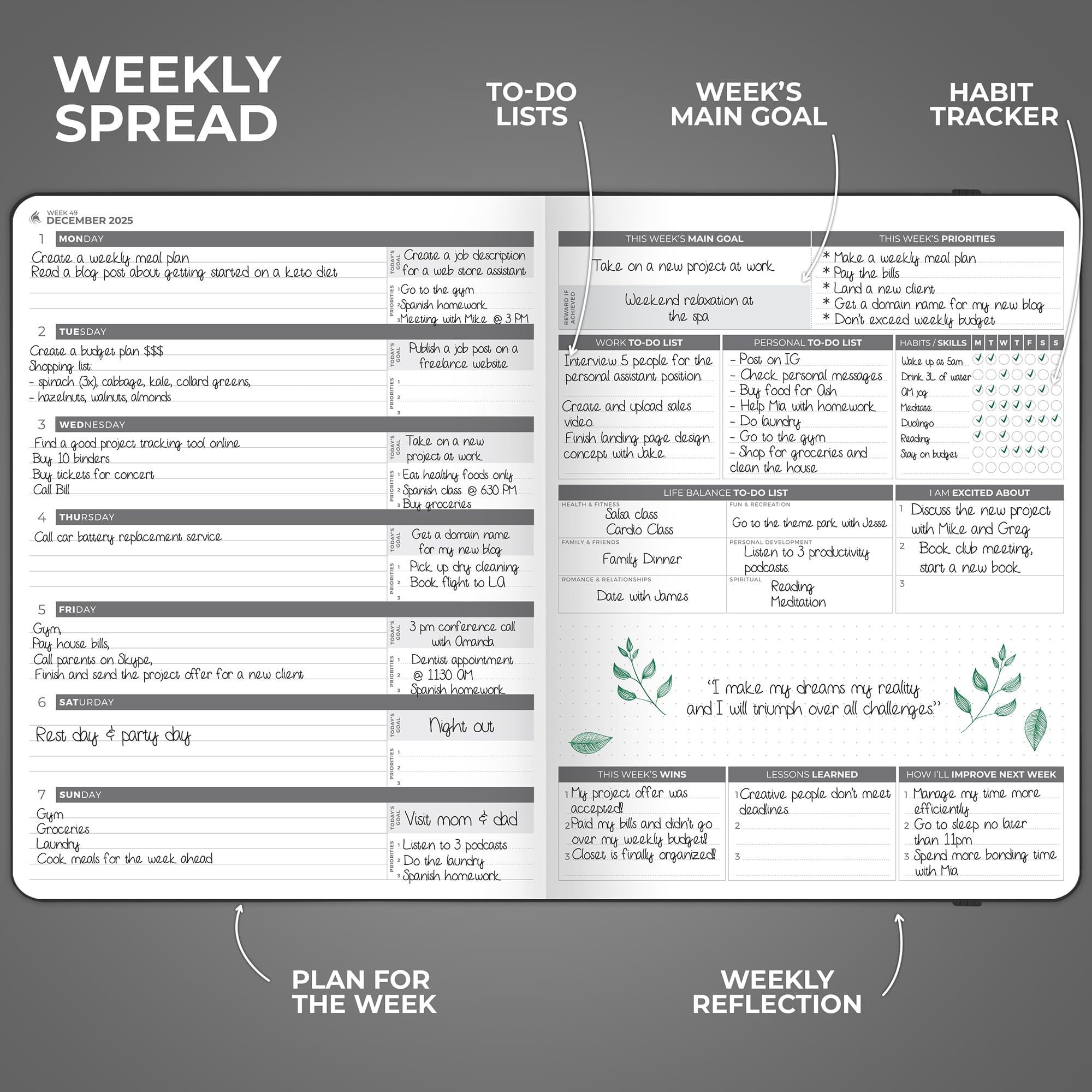 Clever Fox Planner PRO 2025-2026 Dated Weekly & Monthly Life Organizer - Productivity Planner for Goal Setting, Time Management & Gratitude Journal - A4 Size Black - Perfect for Students, Professionals & Entrepreneurs