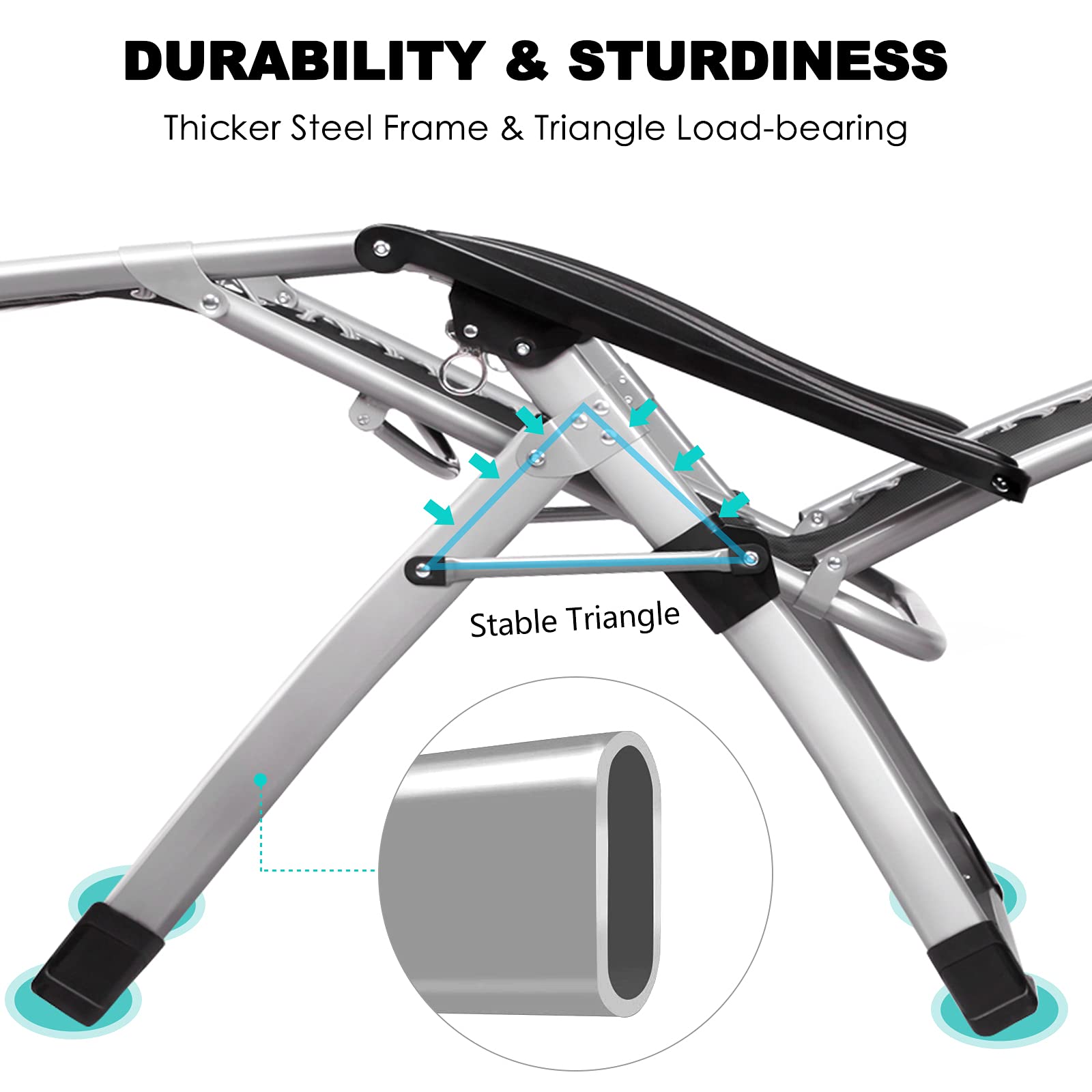 Upgraded Adjustable Zero Gravity Chair - Ergonomic Portable Outdoor Folding Chaise Lounge - Heavy Duty 440lbs Capacity - Perfect for Patio, Beach, Camping & Backyard Relaxation