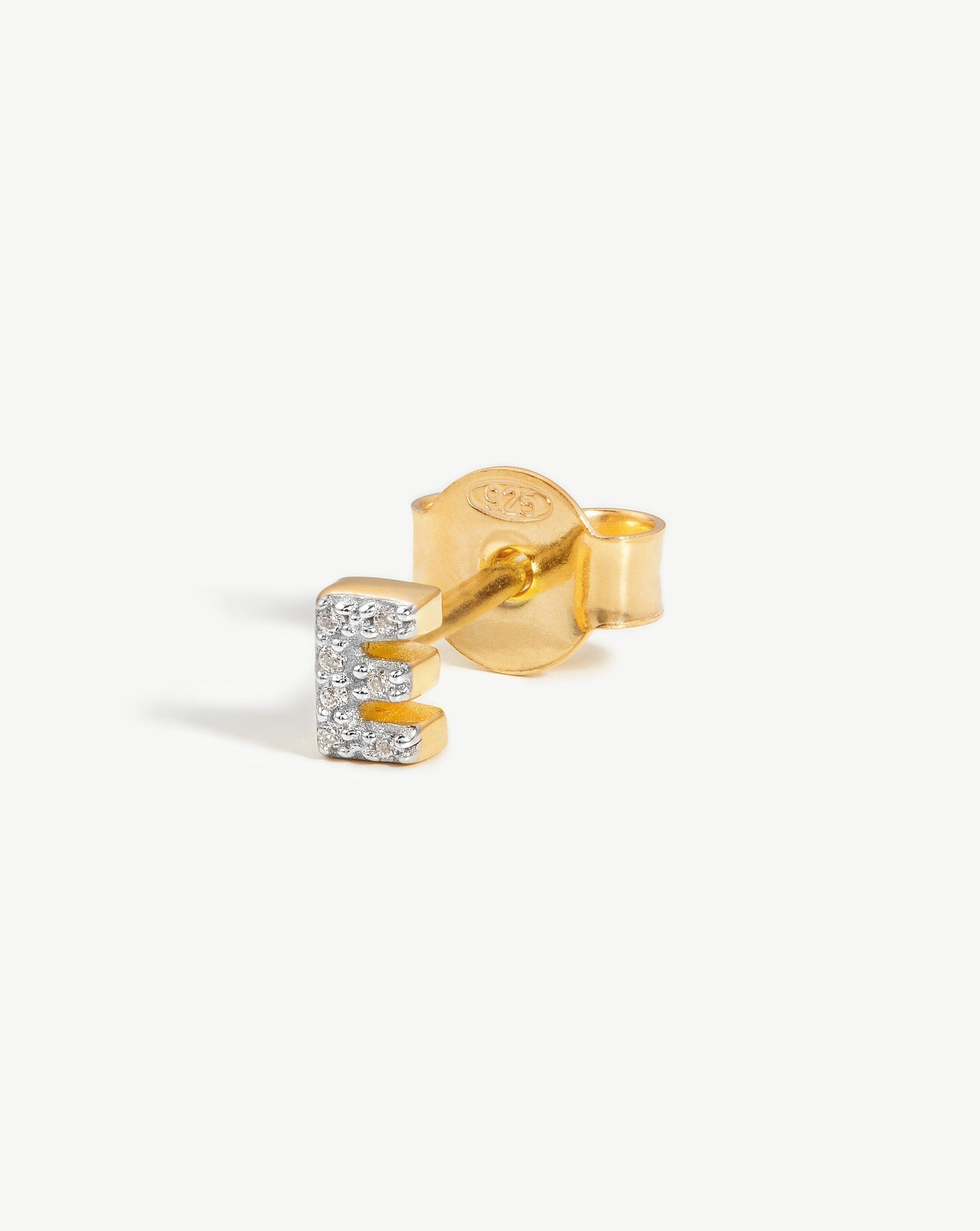Pave Initial Single Stud Earring - 18k Gold Vermeil & Cubic Zirconia Personalized Jewelry for Women | Elegant Gift for Birthday, Anniversary & Everyday Wear