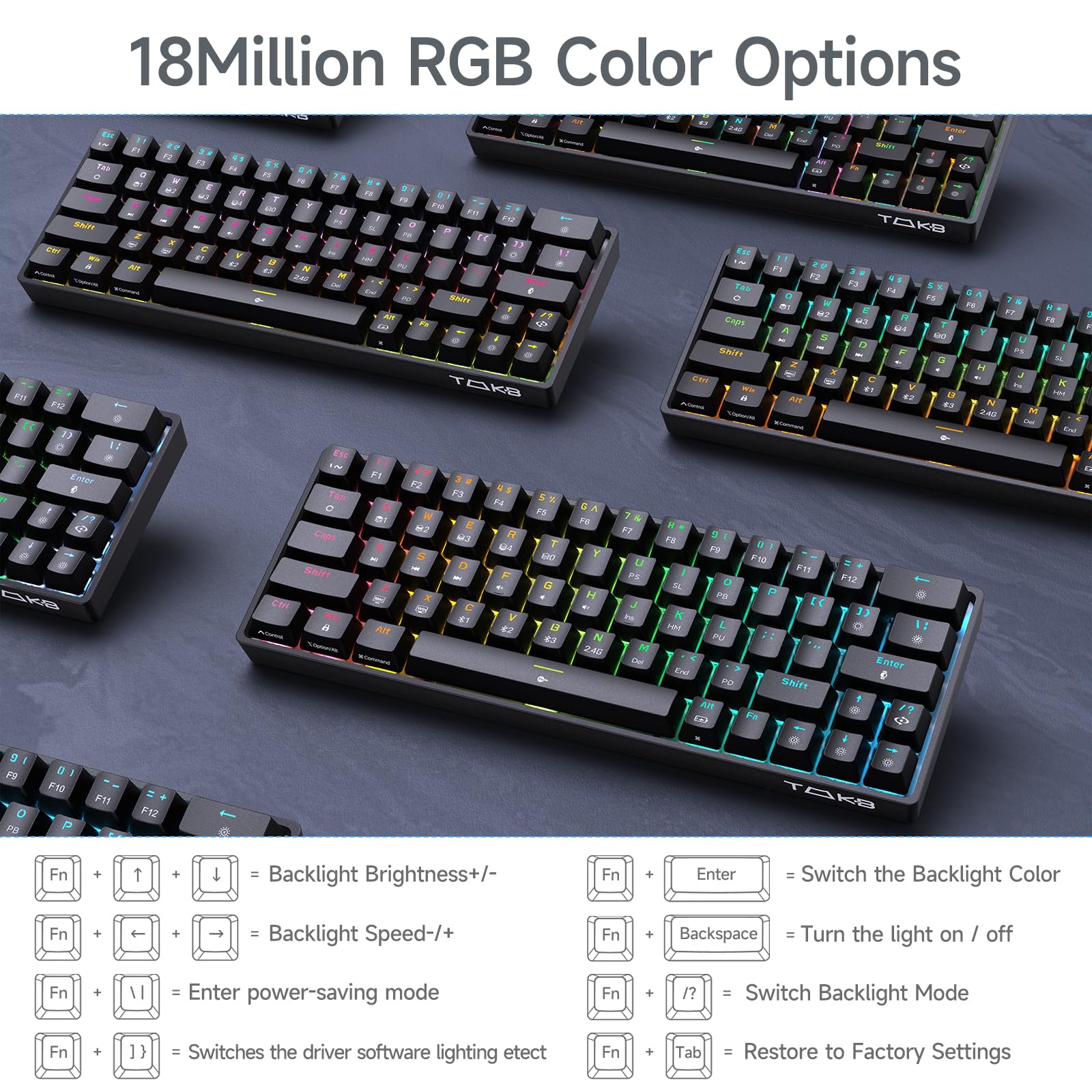 DIERYA DK63 60% Wireless Mechanical Gaming Keyboard - Bluetooth/2.4G/Wired Triple Mode, RGB Backlit, Anti-Ghosting, Compact 63-Key Mini Keyboard with Blue Switches for Windows PC, Mac, Laptop Gamers & Typists (Black) - Perfect for Esports, Office Work & Home Gaming Setup