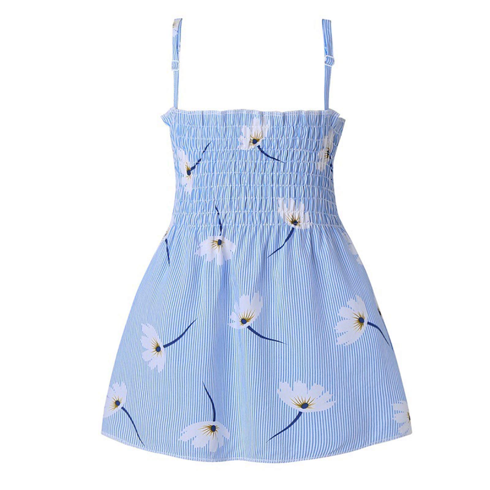 Toddler Girls Sleeveless Striped Floral Tutu Dress - Summer Beach Party Outfit for Baby Girls 1-3 Years | Perfect for Photoshoots, Birthday Parties & Vacation Wear