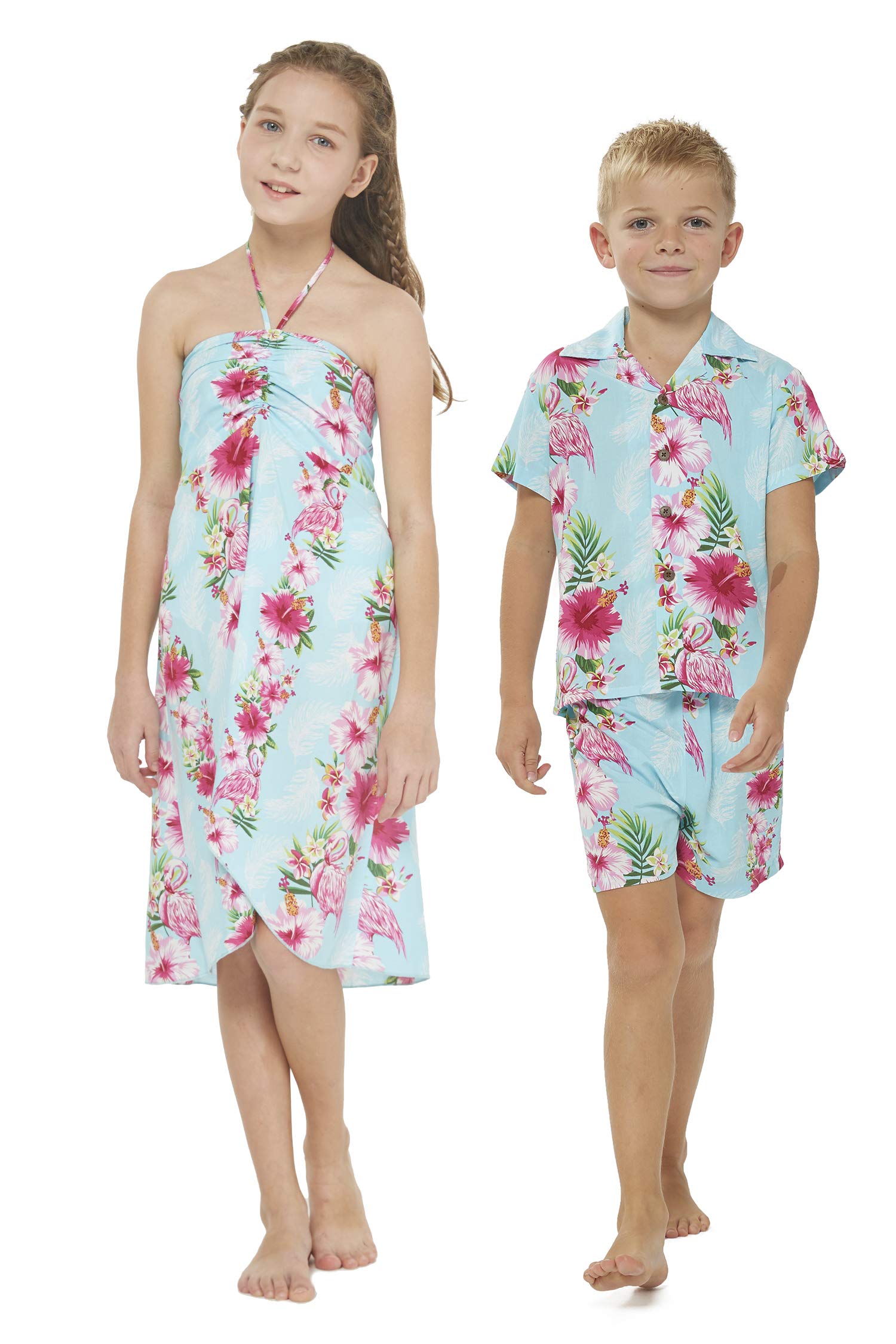 Matching Hawaiian Luau Outfits for Siblings - Boys & Girls Tropical Shirt & Dress Sets in Vibrant Patterns | Perfect for Family Beach Vacations, Luau Parties & Summer Photoshoots