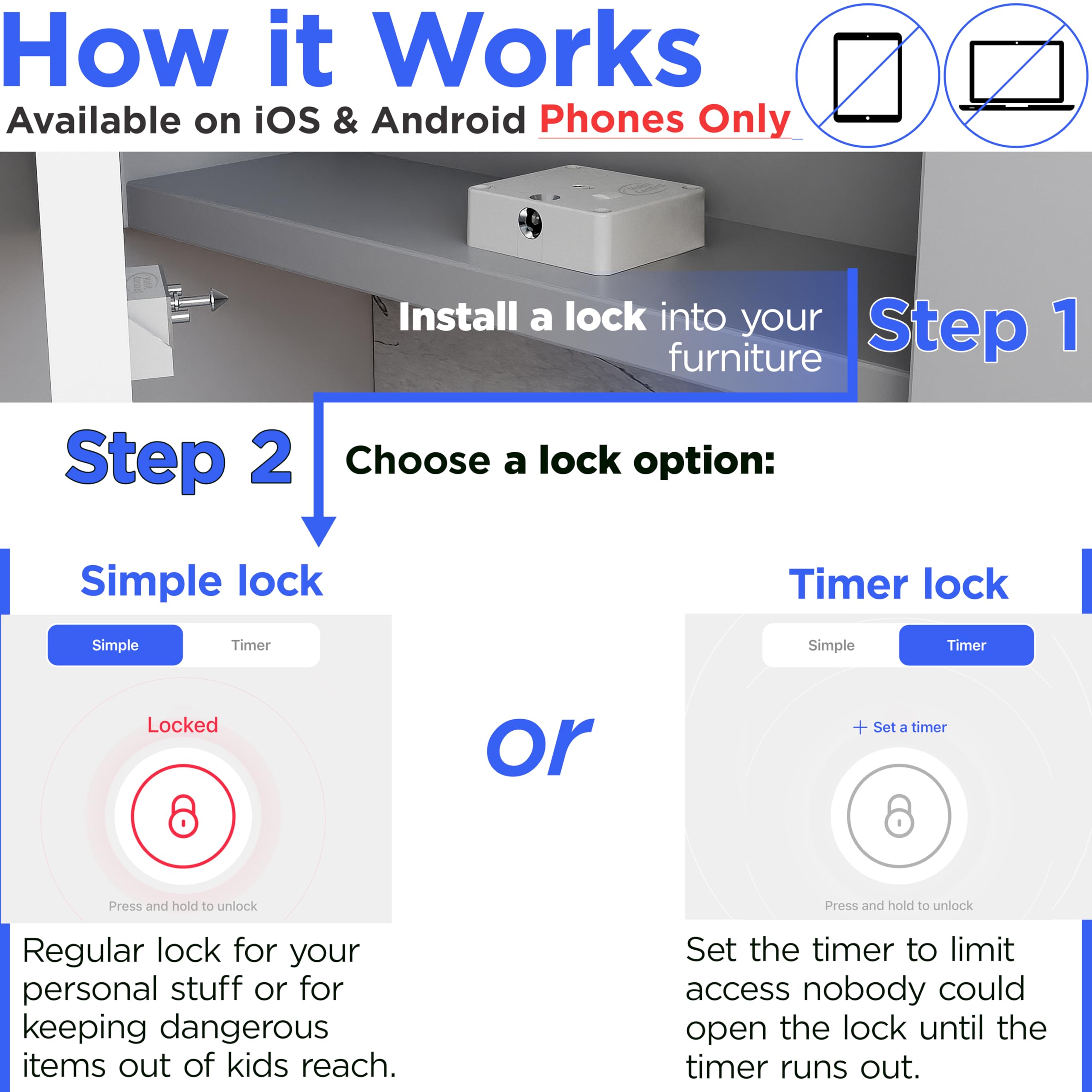 Smart Bluetooth Time Lock Box with App Control - Secure Liquor Cabinet, Snack, Medication & Electronic Storage - Ideal for Home, Office & Travel Use