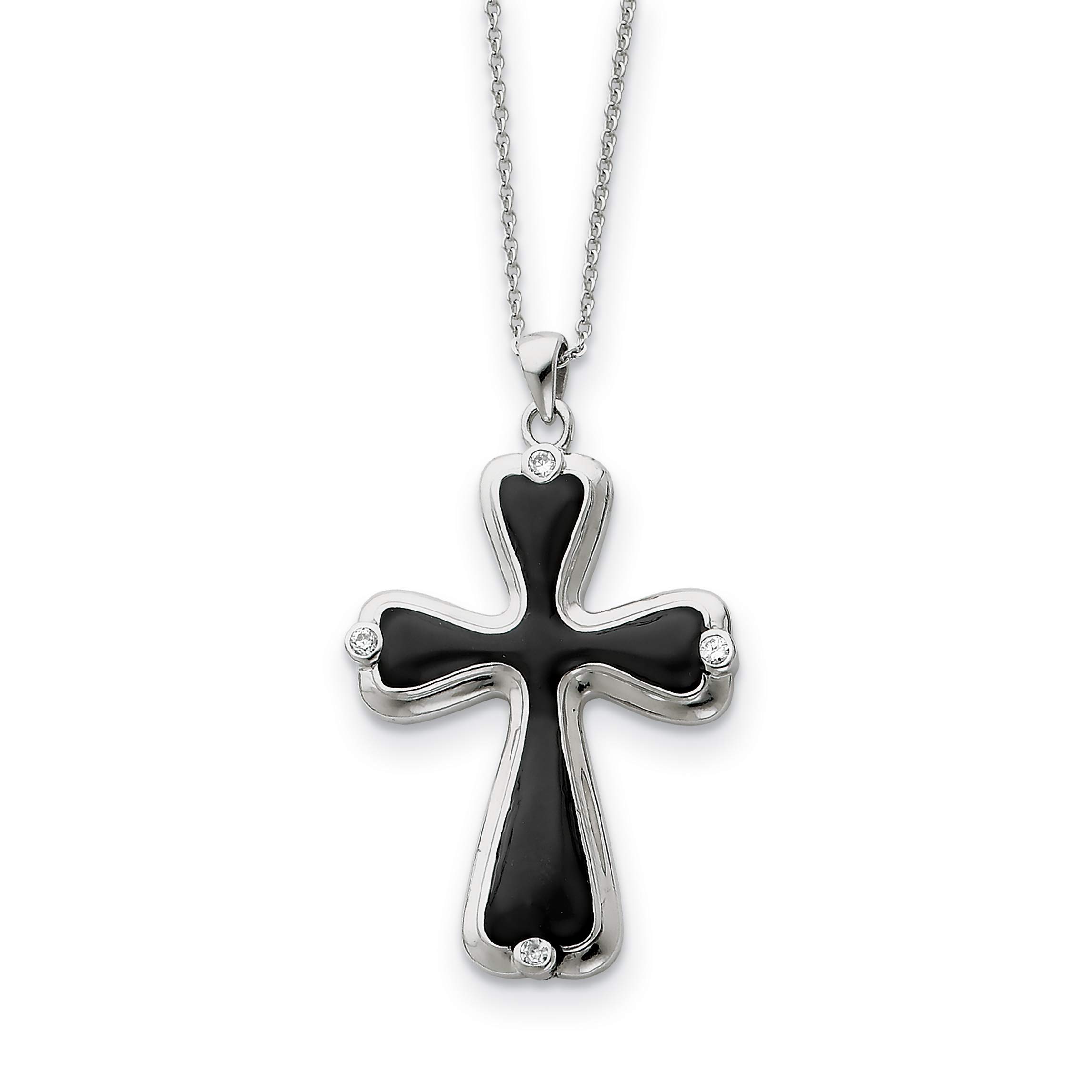925 Sterling Silver Cubic Zirconia Enameled My Refuge Necklace - 18