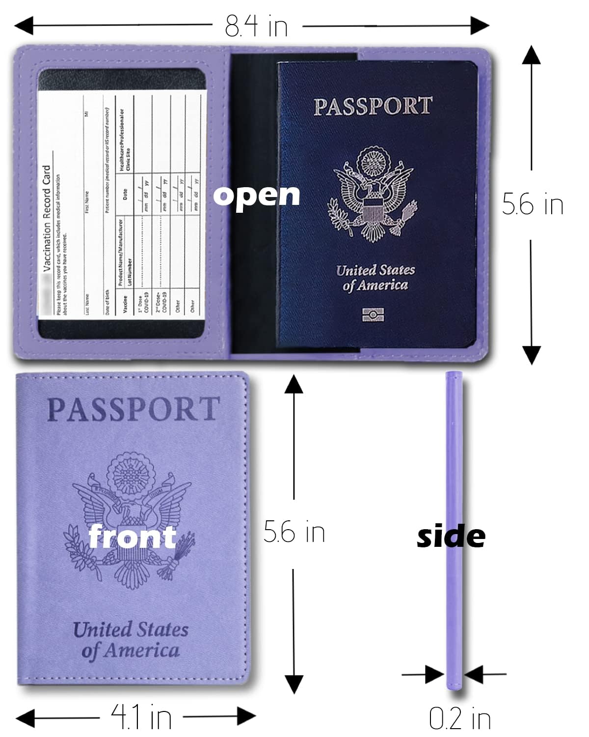 Slim RFID Passport Holder for Women - Travel Essentials & Vaccine Card Combo