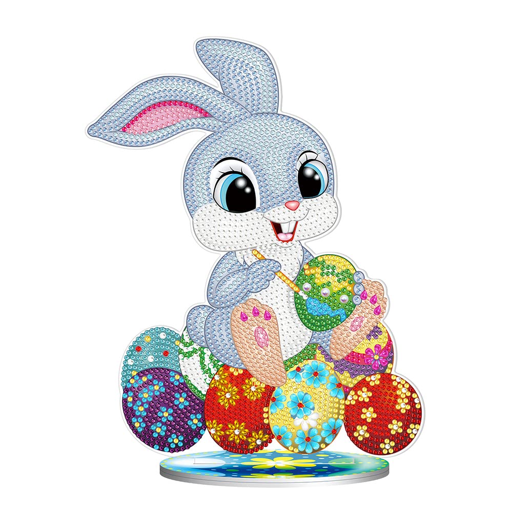 SHUWND 5D Diamond Painting Kit - Easter DIY Rabbit Eggs Full Drill Rhinestone Mosaic with Crystals | Paint by Numbers for Adults | Perfect Gift, Home Decor & Tabletop Ornament | Relaxing Craft for Stress Relief & Holiday Decorations