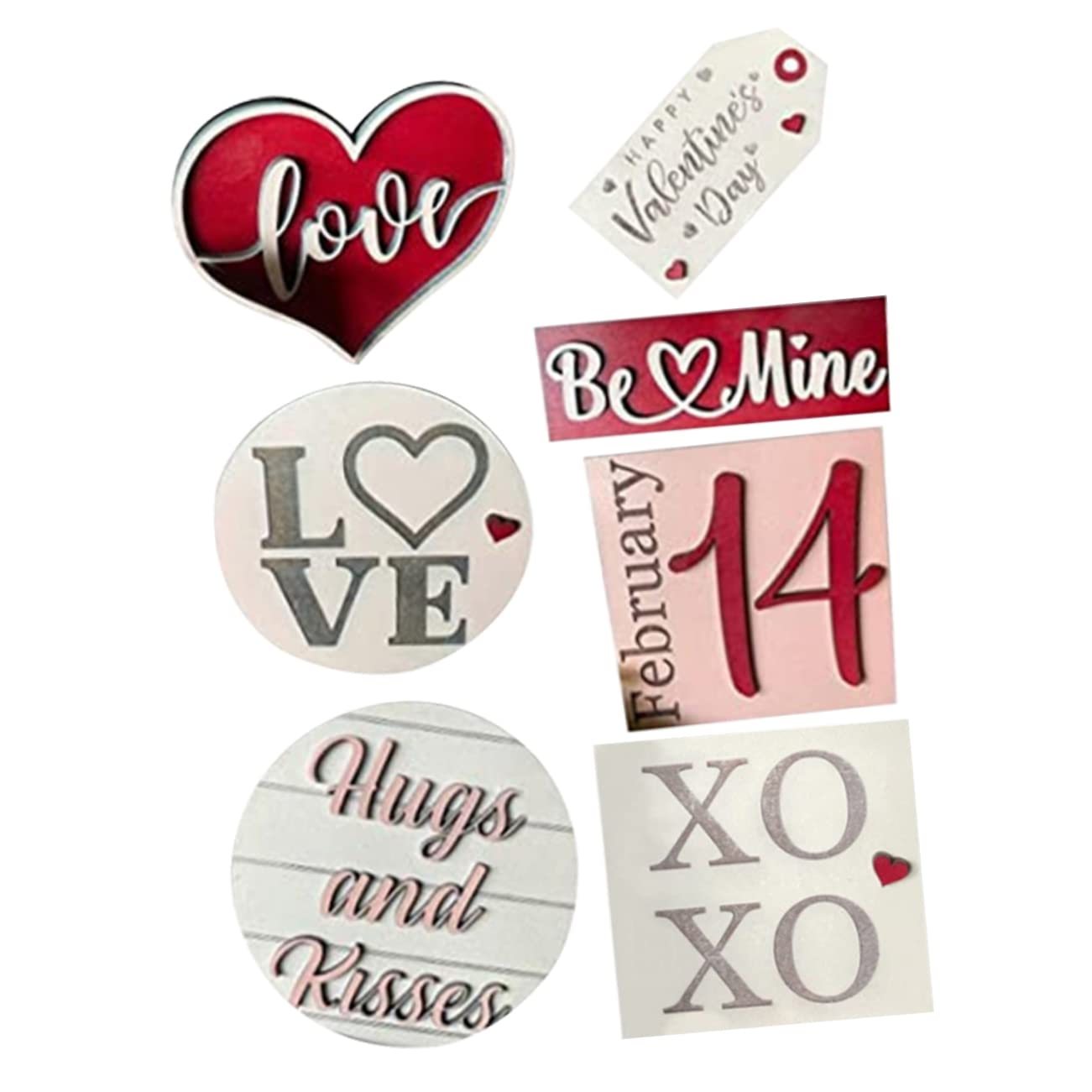 ABOOFAN 7-Piece Valentine's Day Wooden Sign Light House Decor Set - Romantic Home & Desk Decorations, Wood Crafts for Wedding Gifts, Party Favors - Perfect for Valentine's Decor, Anniversary Celebrations & Romantic Home Styling