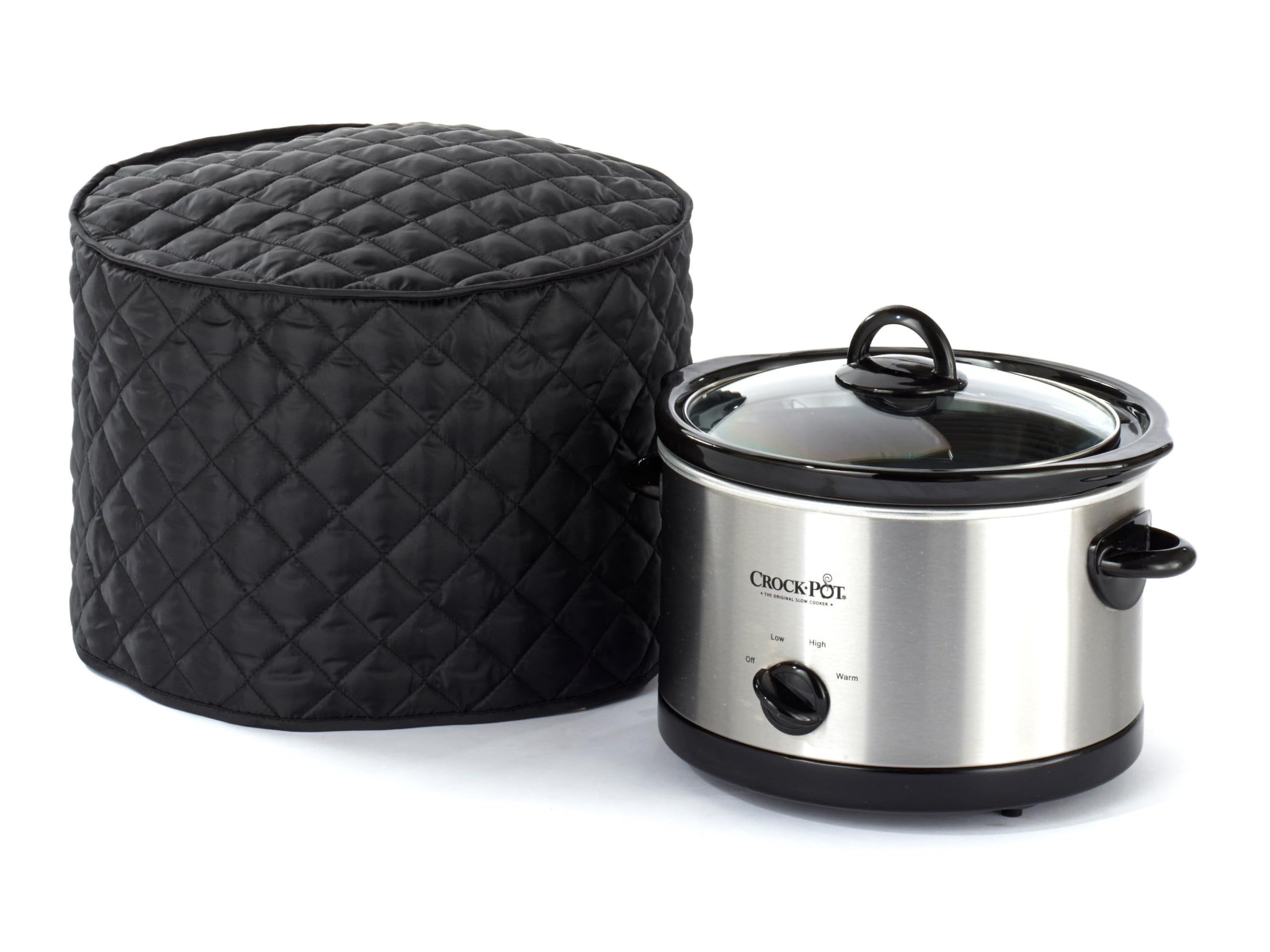 Slow Cooker Cover - Dust Protection & Stain Resistant Appliance Cover - Washable Black Fabric for Kitchen - Perfect for Crockpot, Instant Pot & Rice Cookers