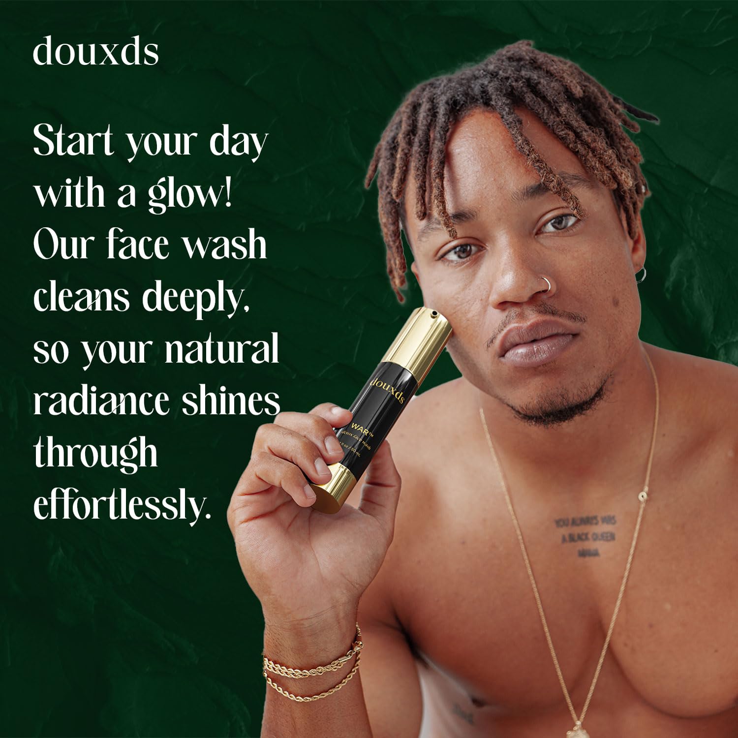 Douxds WAR™ Detox & Pore Cleansing Face Wash with Aloe Vera & Charcoal - Natural Acne Treatment for Men, Ingrown Hair Prevention, 50ml - Perfect for Daily Skincare & Post-Shave Routine