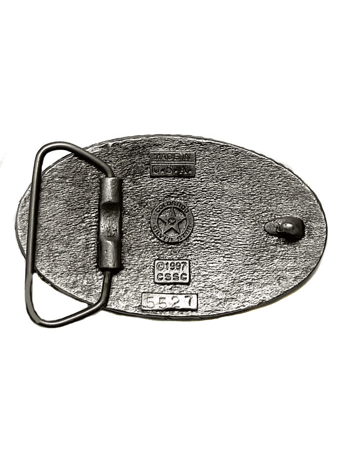 Colorado Silver Star 5527 P Horsehead Oval Belt Buckle in Pewter - Western Style Accessory for Cowboy Boots, Jeans & Rodeo Outfits