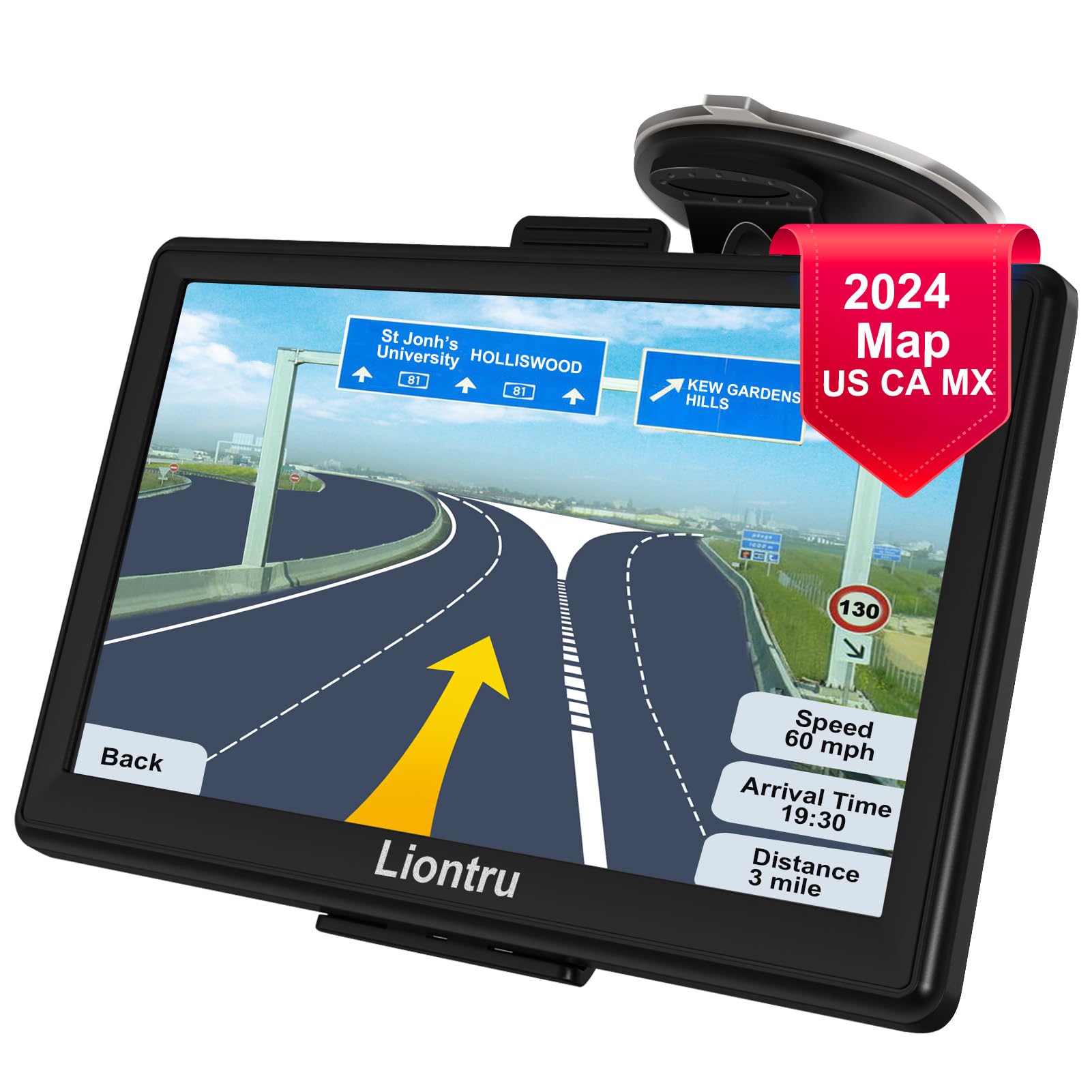 Liontru 7-inch Touchscreen Car GPS Navigation System with 2024 USA Canada Maps - Free Lifetime Updates for Semi Trucks, RVs & Commercial Vehicles | Perfect for Road Trips, Trucking & RV Travel
