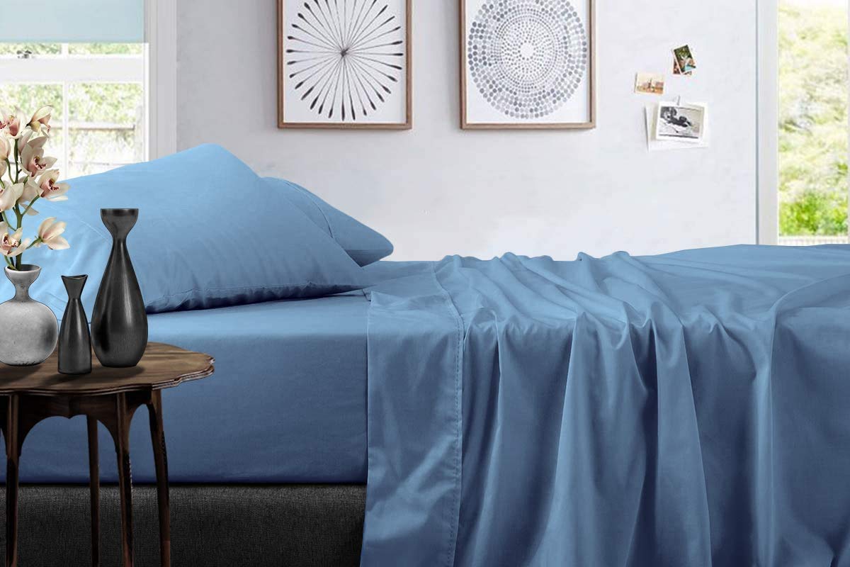 Premium 100% Egyptian Cotton Sheets Set - 800 Thread Count Sateen Weave for Ultra Soft & Silky Feel - Deep Pocket Fits Mattress Up to 18