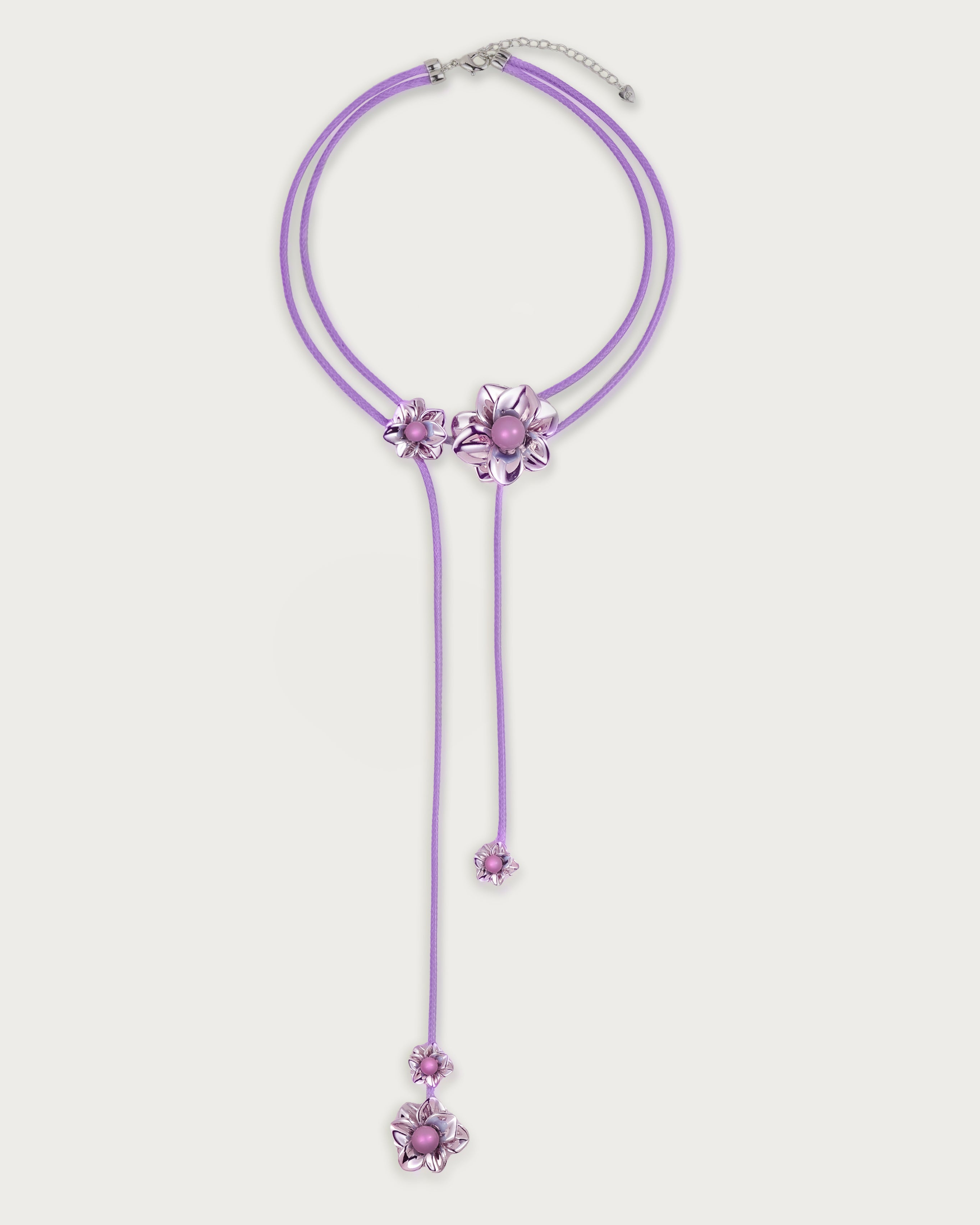 Elegant Metallic Violet Branchlet Cord Necklace - Perfect for Boho Chic Outfits & Special Occasions