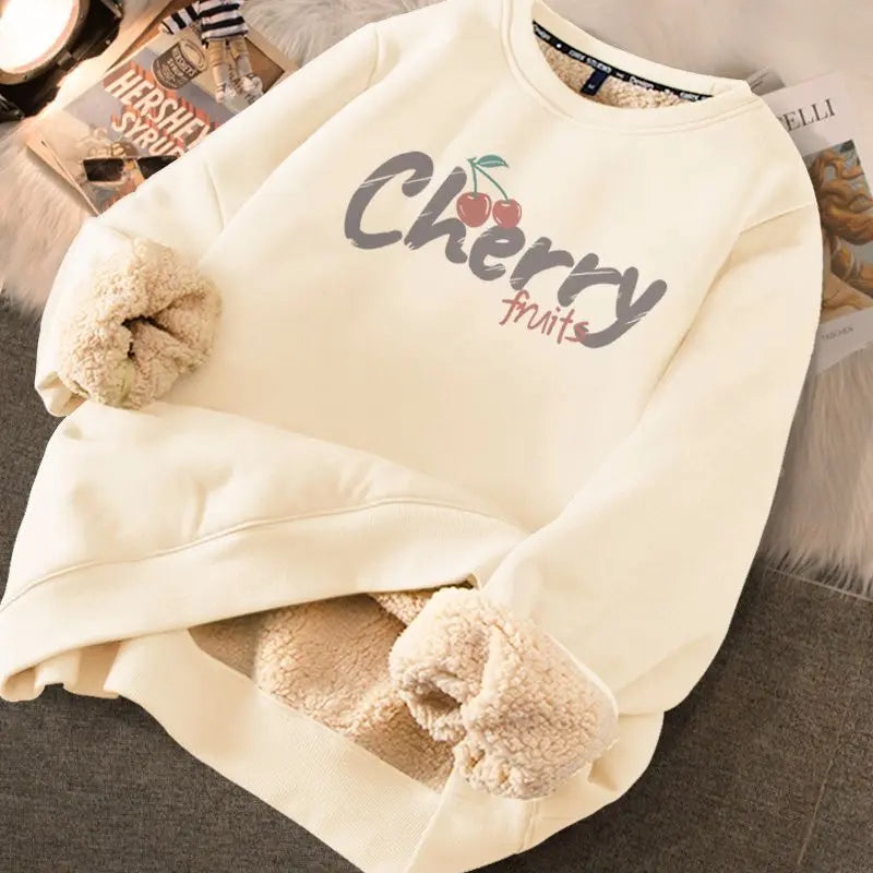 Women's Fleece Hoodie - Warm Thickened Winter Sweatshirt with Cute Print | Cozy Casual Loose Fit Pullover | Perfect for Fall & Winter Outfits, Lounge Wear & Outdoor Activities
