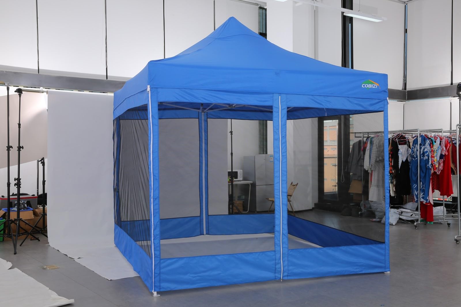 COBIZI 10x10 Heavy Duty Pop Up Canopy Tent with Waterproof Sidewalls & Mosquito Netting - Easy Setup Instant Shelter for Outdoor Parties, Weddings, Backyard Events - Includes Carry Bag (White)