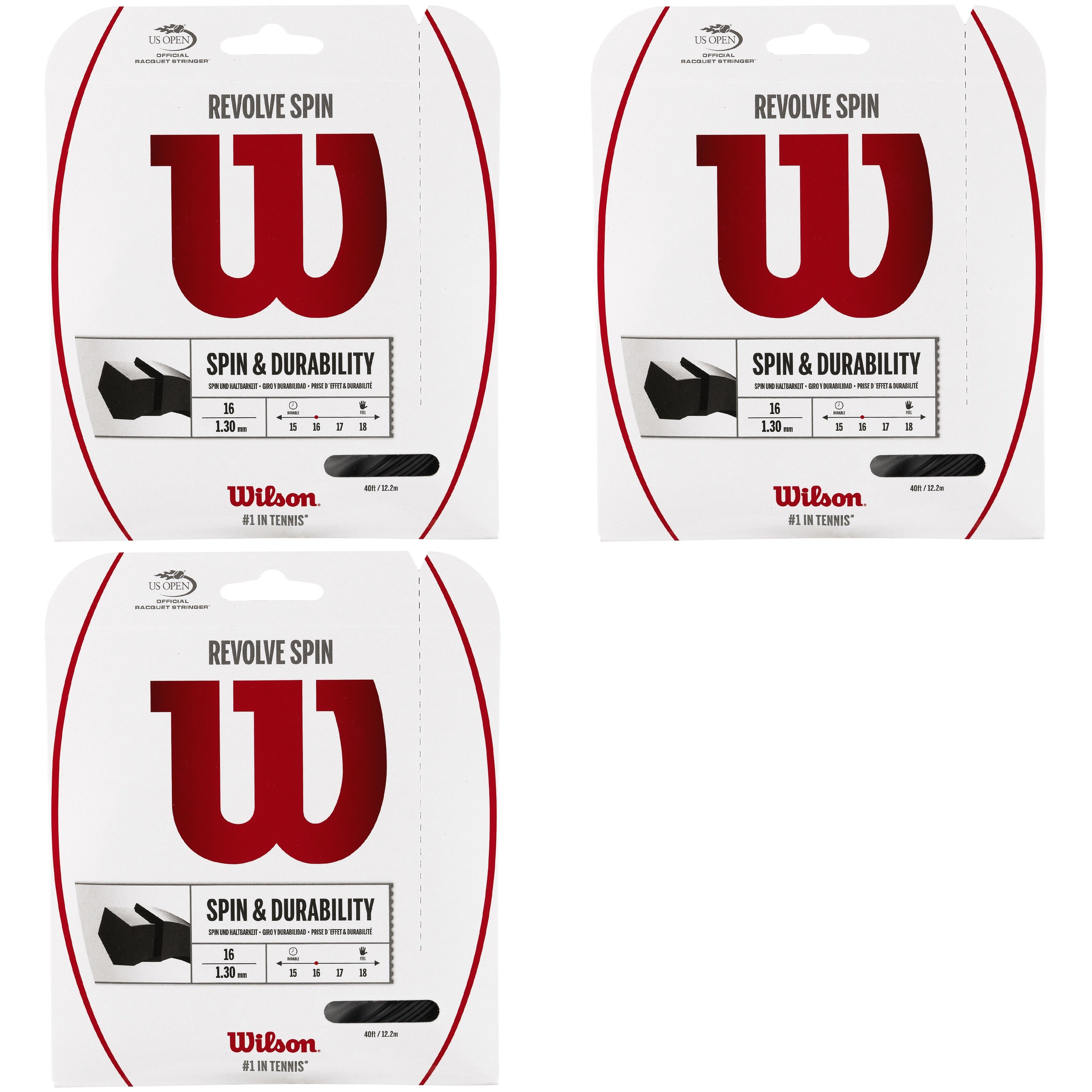 Wilson Revolve Spin Black Tennis String - High Performance Polyester String for Spin & Control | Perfect for Competitive Play & Training