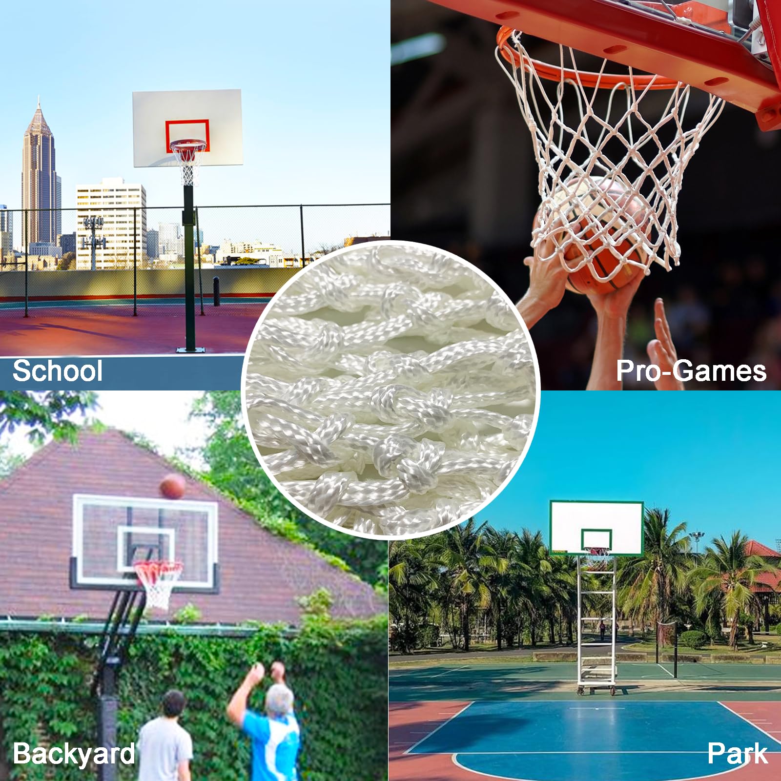 Heavy Duty Basketball Net Replacement - 12 Loops for Indoor & Outdoor Basketball Hoop | Perfect for Driveway, Gym, Park & Backyard Play