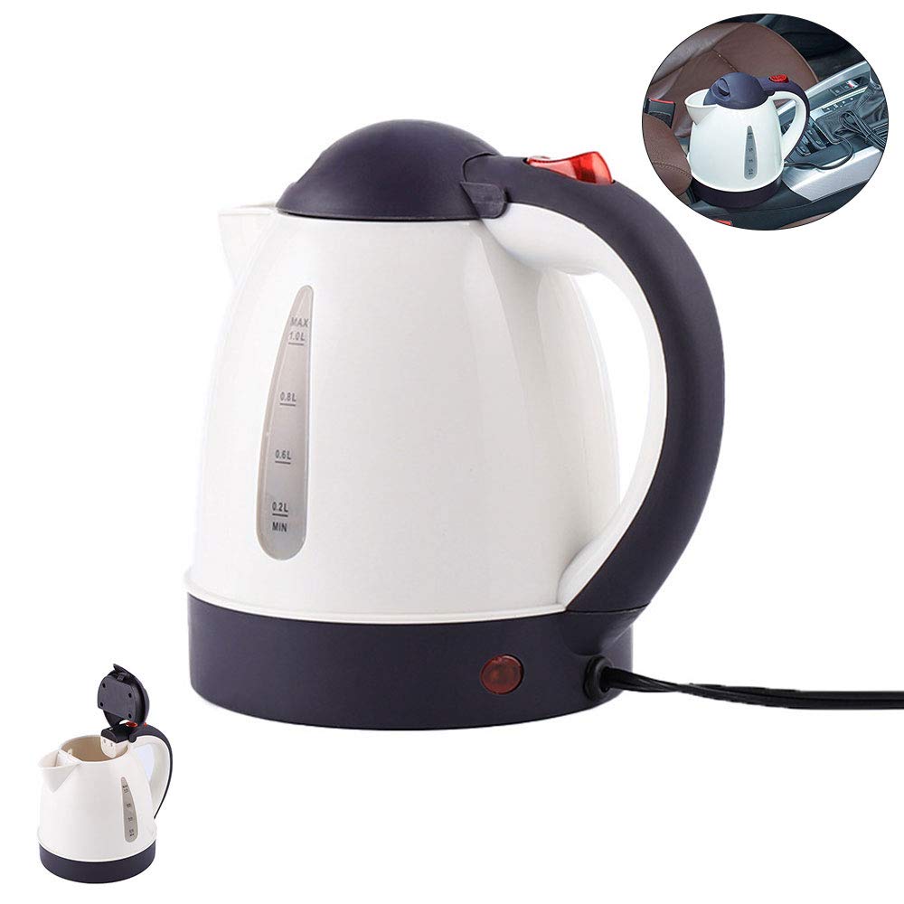 12V Car Electric Kettle - Portable Travel Kettle for Road Trips with Auto Shut Off - Heats Water Fast for Tea, Coffee & Instant Meals - Perfect for Camping, Office & Long Drives