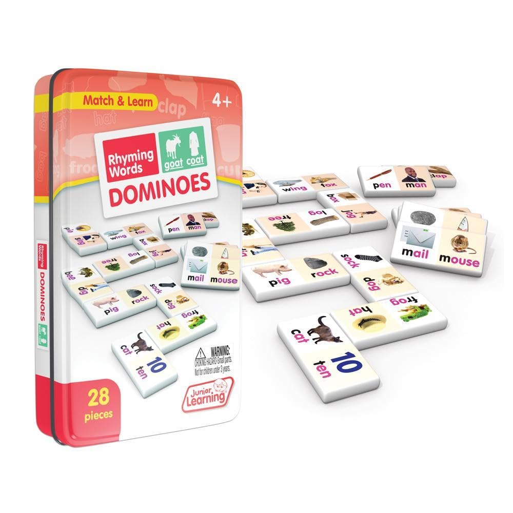 Junior Learning Rhyming Word Dominoes - Educational Phonics Game for Kids Ages 5-8 | Fun Classroom & Homeschool Learning Activity | JL490 | Improve Reading Skills Through Play
