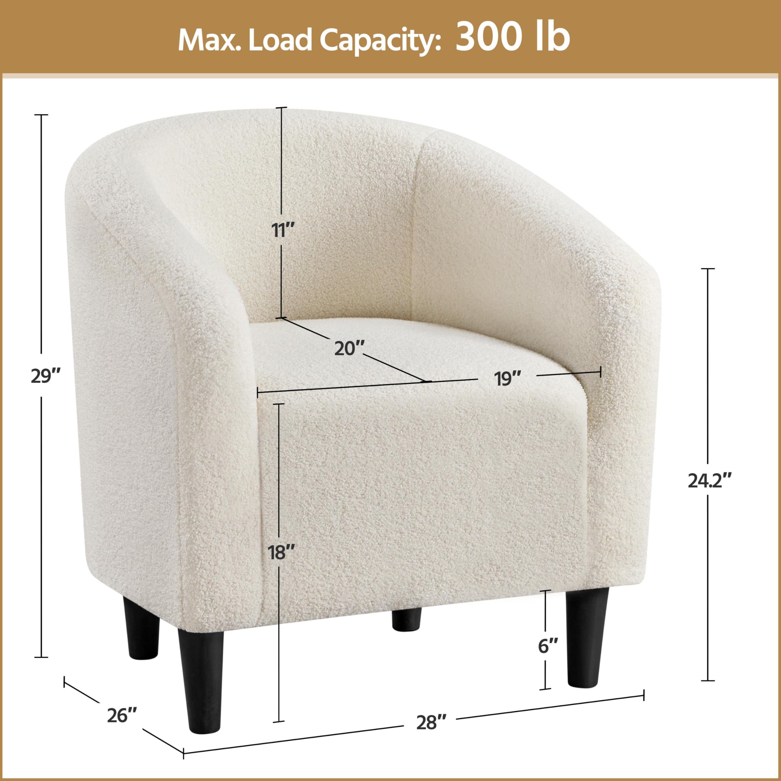 Yaheetech 2-Pack Furry Accent Chairs - Soft Sherpa Barrel Chairs with Padded Armrests, Plush Fuzzy Club Chairs for Living Room, Bedroom, Office & Waiting Areas - Ivory Cozy Seating for Home Decor & Relaxation