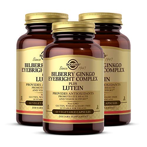 Solgar Bilberry Ginkgo Eyebright Complex with Lutein - 60 Vegetable Capsules (3 Pack) | Eye Health Supplement for Vision Support | Perfect for Computer Users & Night Driving