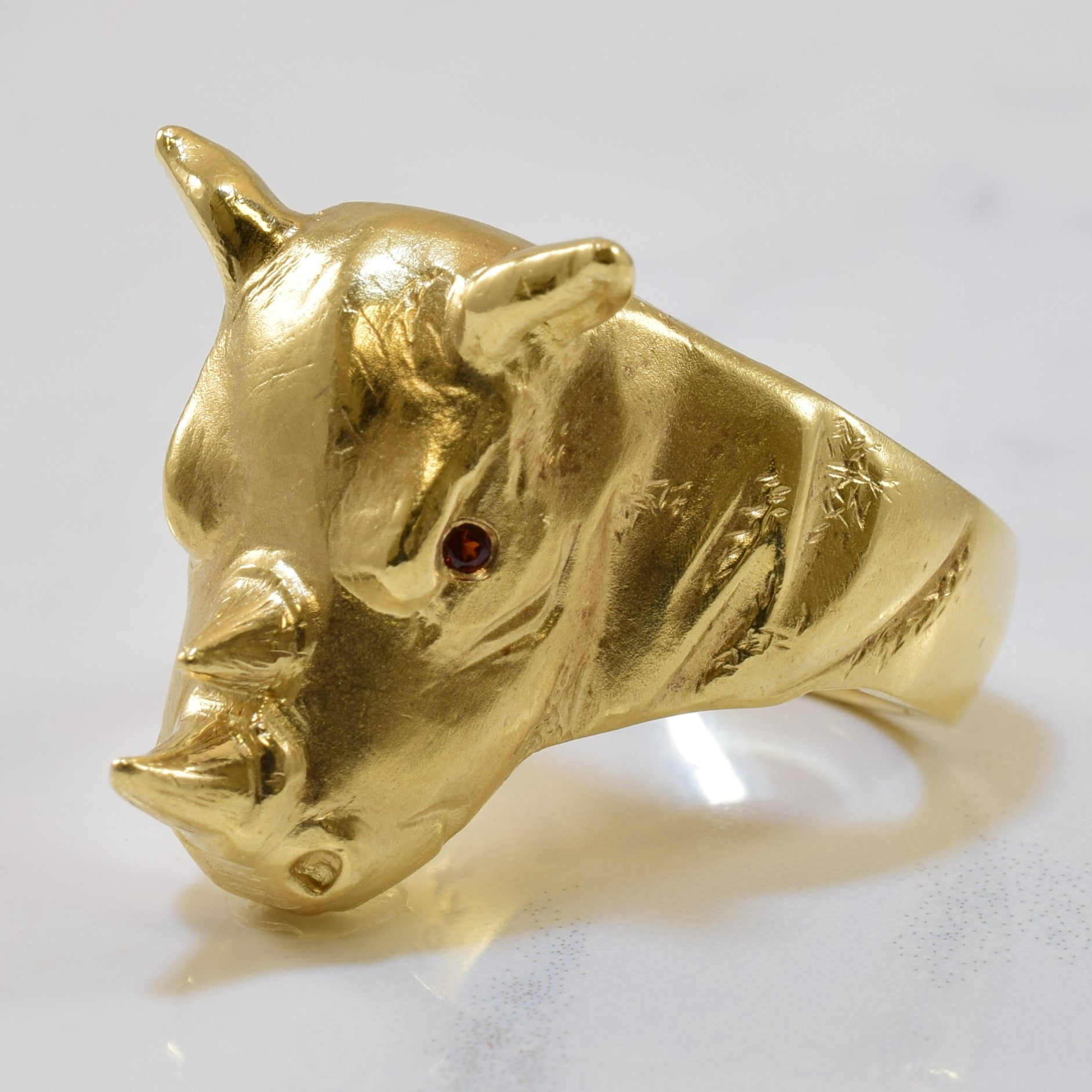 Garnet Rhino Ring for Men - 0.03ctw Genuine Garnet Silver Ring - Size 10.5 - Unique Animal Jewelry Gift for Boyfriend/Husband - Perfect for Anniversary, Birthday & Valentine's Day
